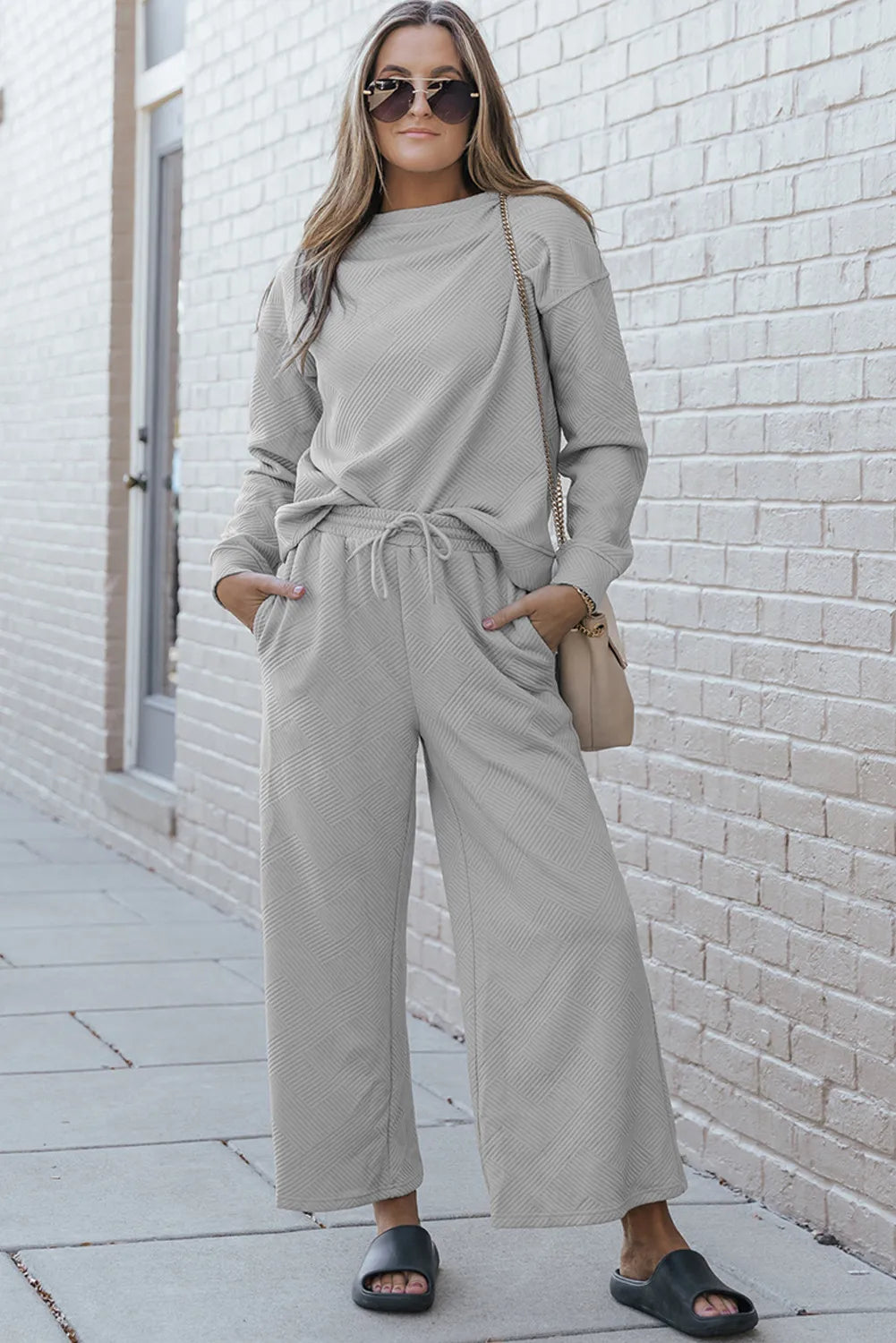 Ultra Loose Textured 2pcs Slouchy Outfit (Sold as Separates)