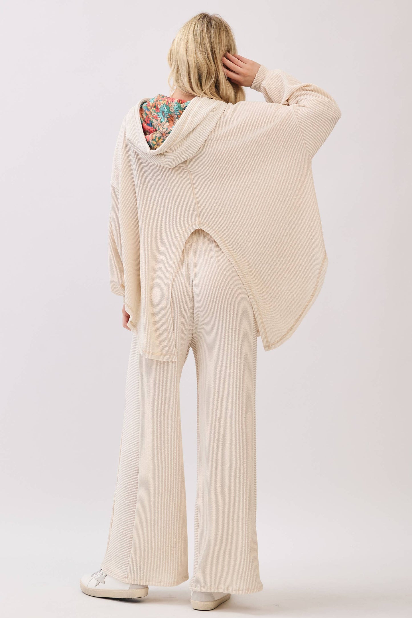 Ribbed Knit Wide-Leg Lounge Pants