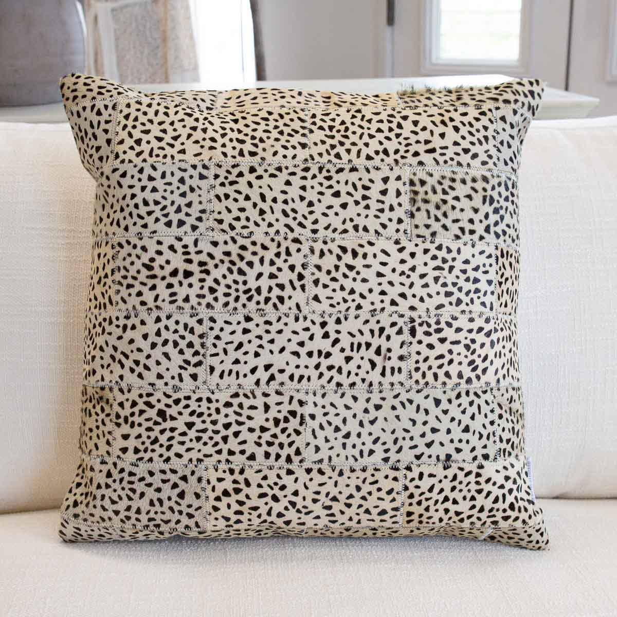 Austin Cheetah Hide Pillow Beige/Black 18x18