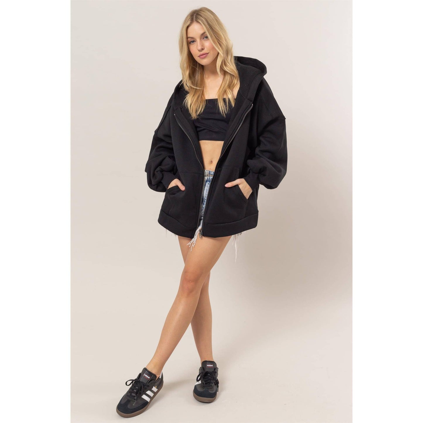 French Terry Oversized Hood Jacket