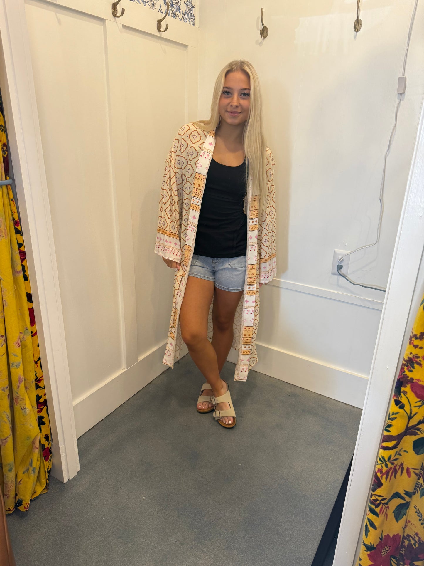 Bohemian Geometric Printed Loose Sleeve Long Kimono