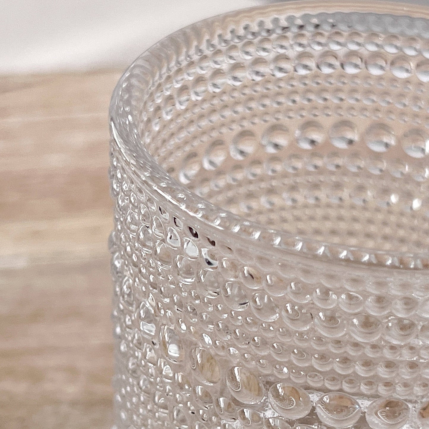 10 oz Textured Beaded Clear Old Fashion Drinking Glass