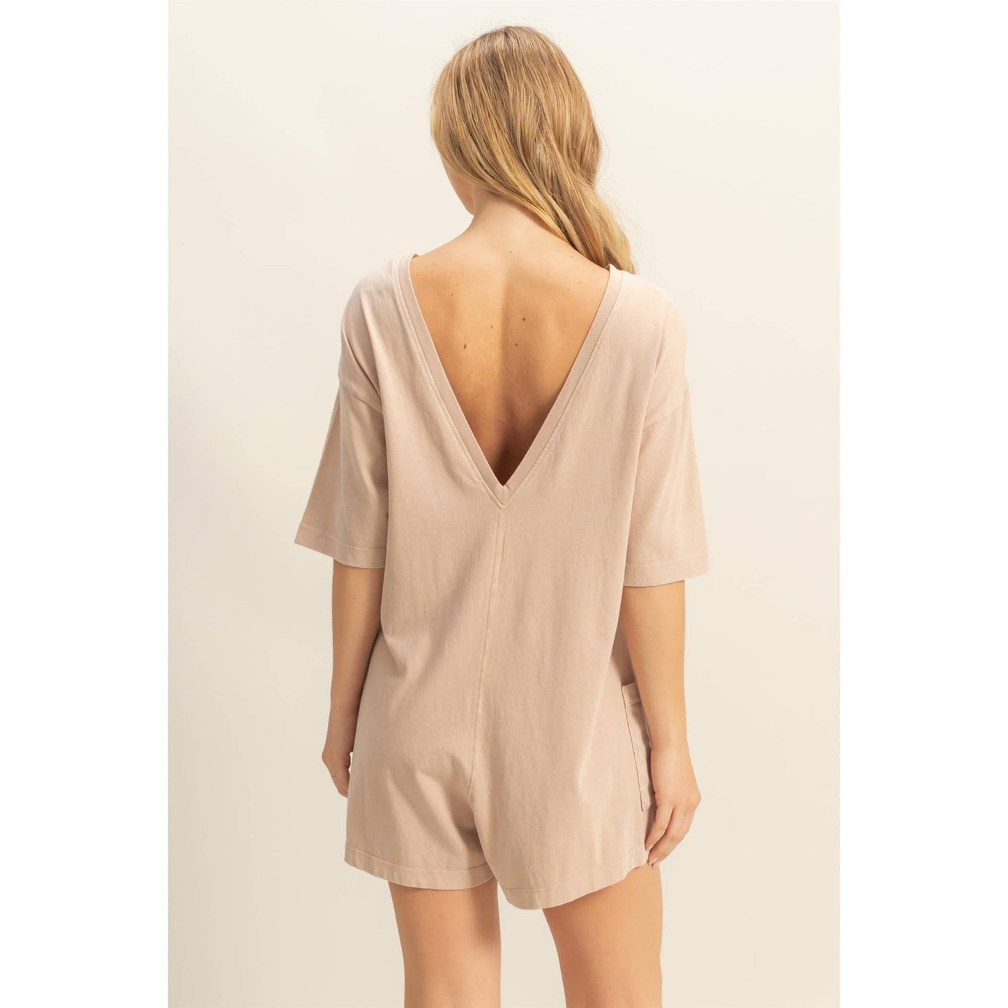 Casual V-Back Short Sleeve Romper