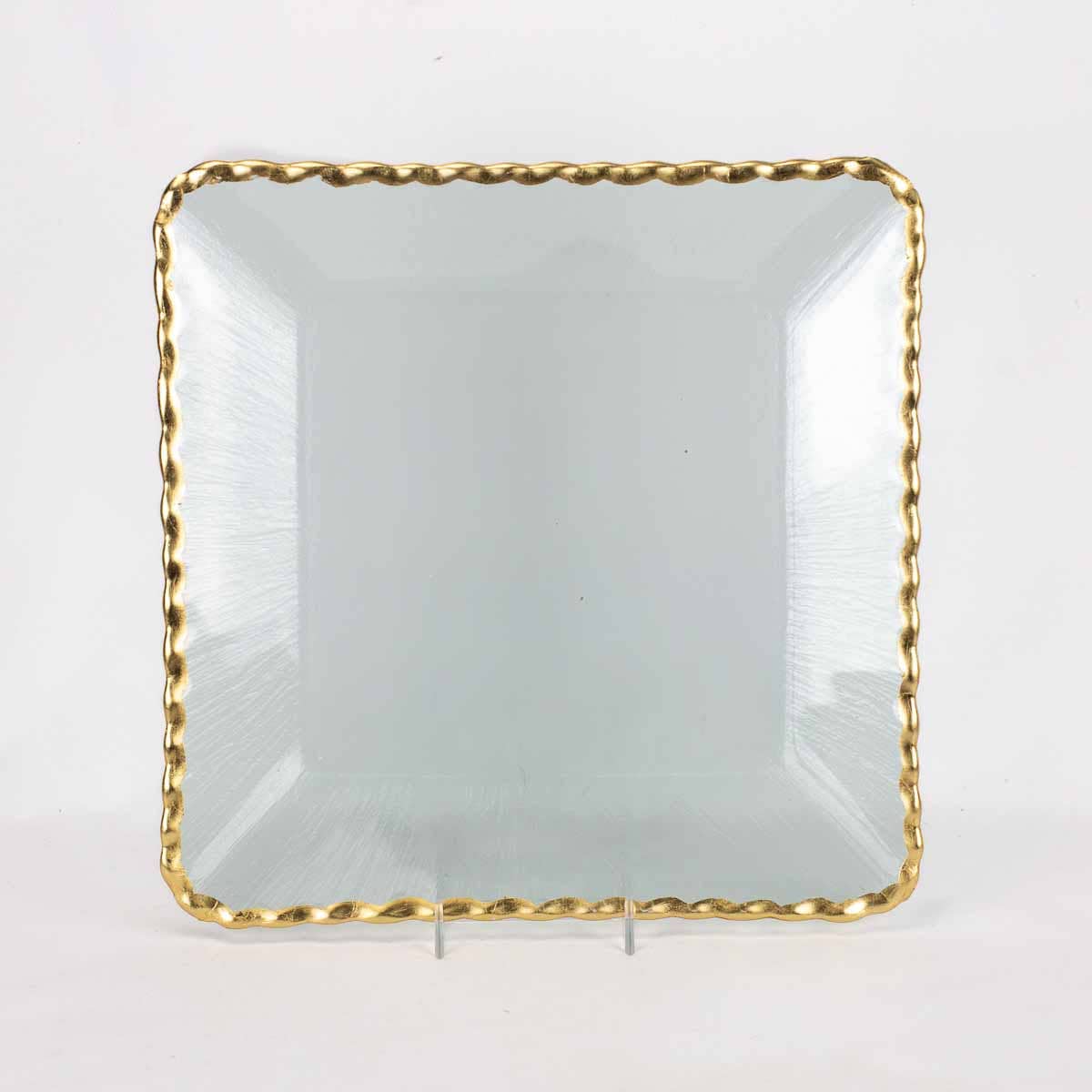 Cordova Square Serving Tray Clear/Gold 13x13