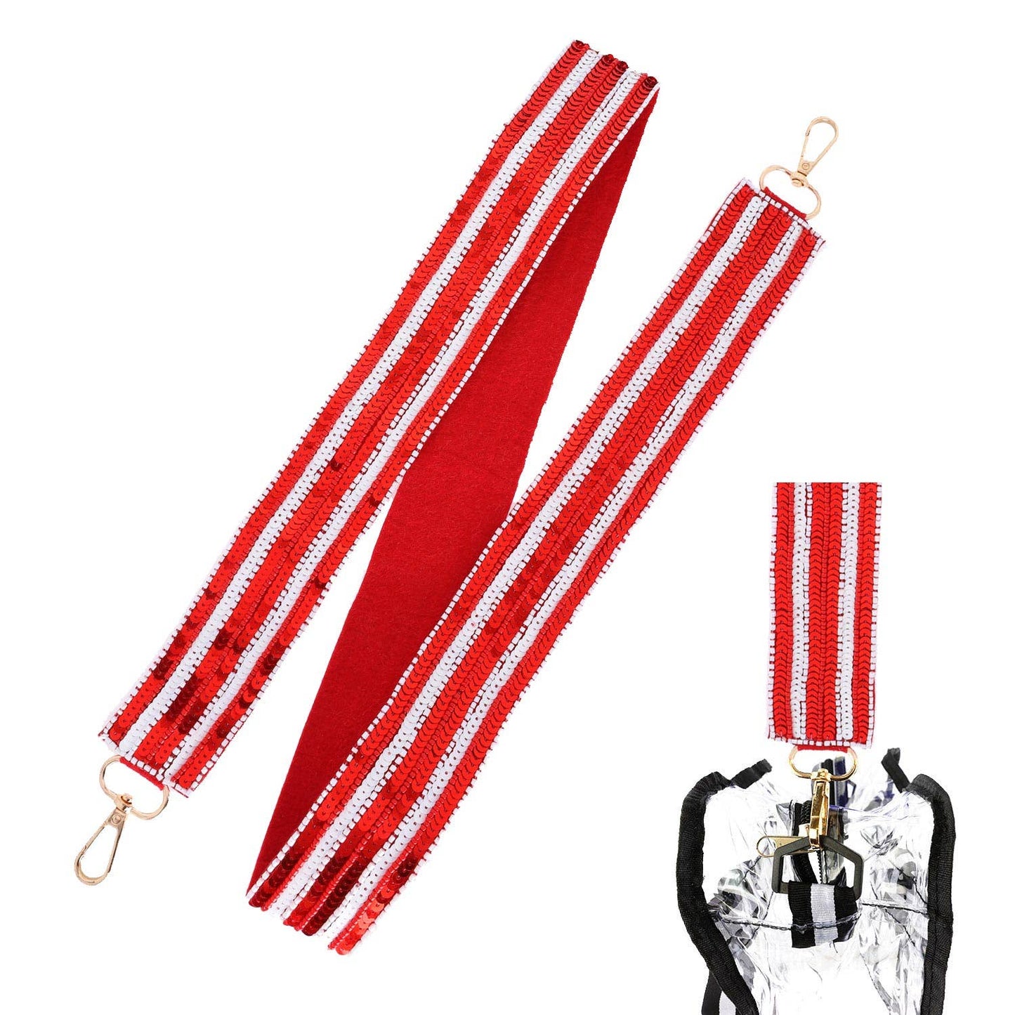 Game Day Sequin Shoulder Bag Strap: Orange White