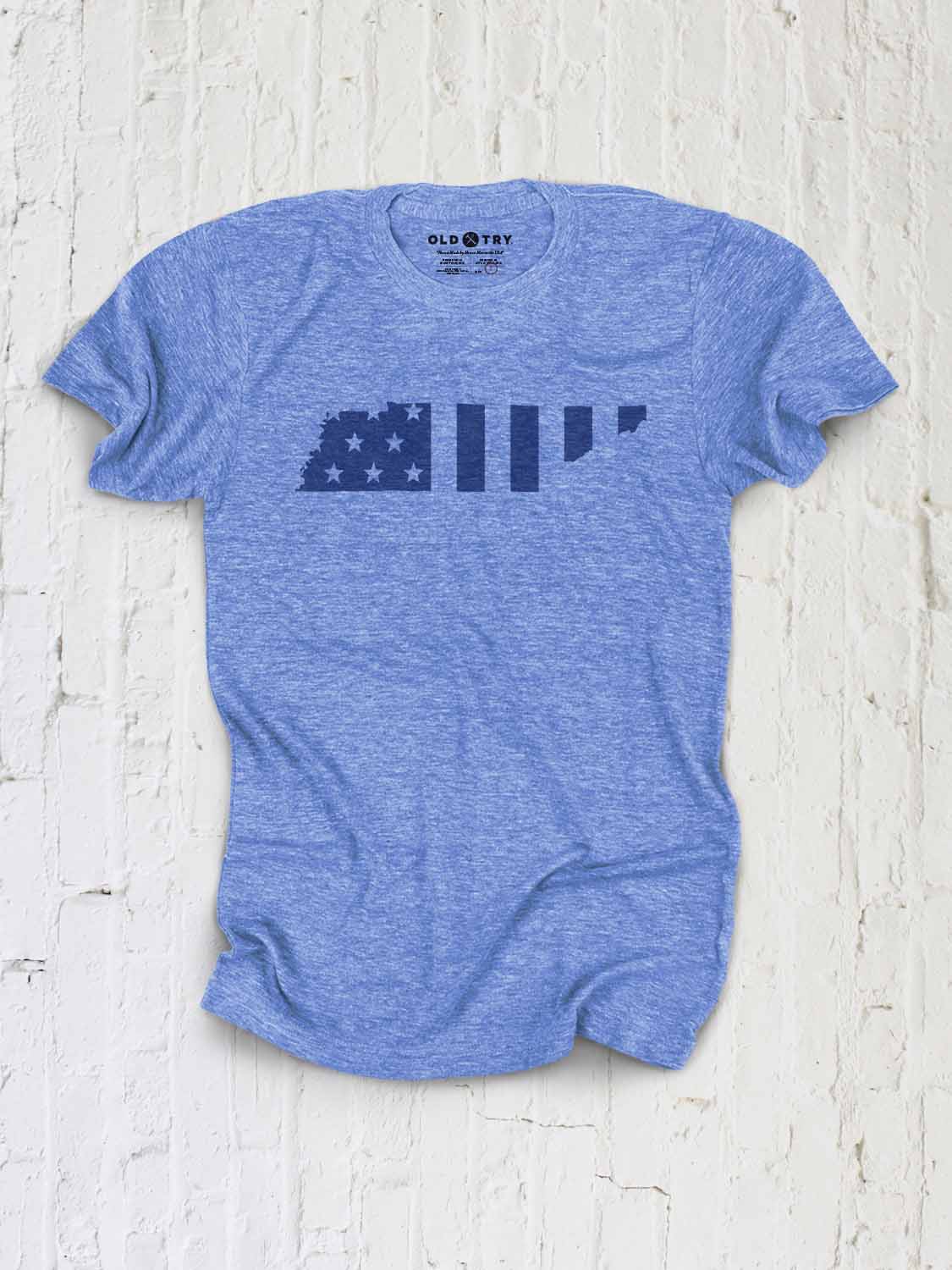 Old Tennessee - Tennessee Shape - American Flag Design