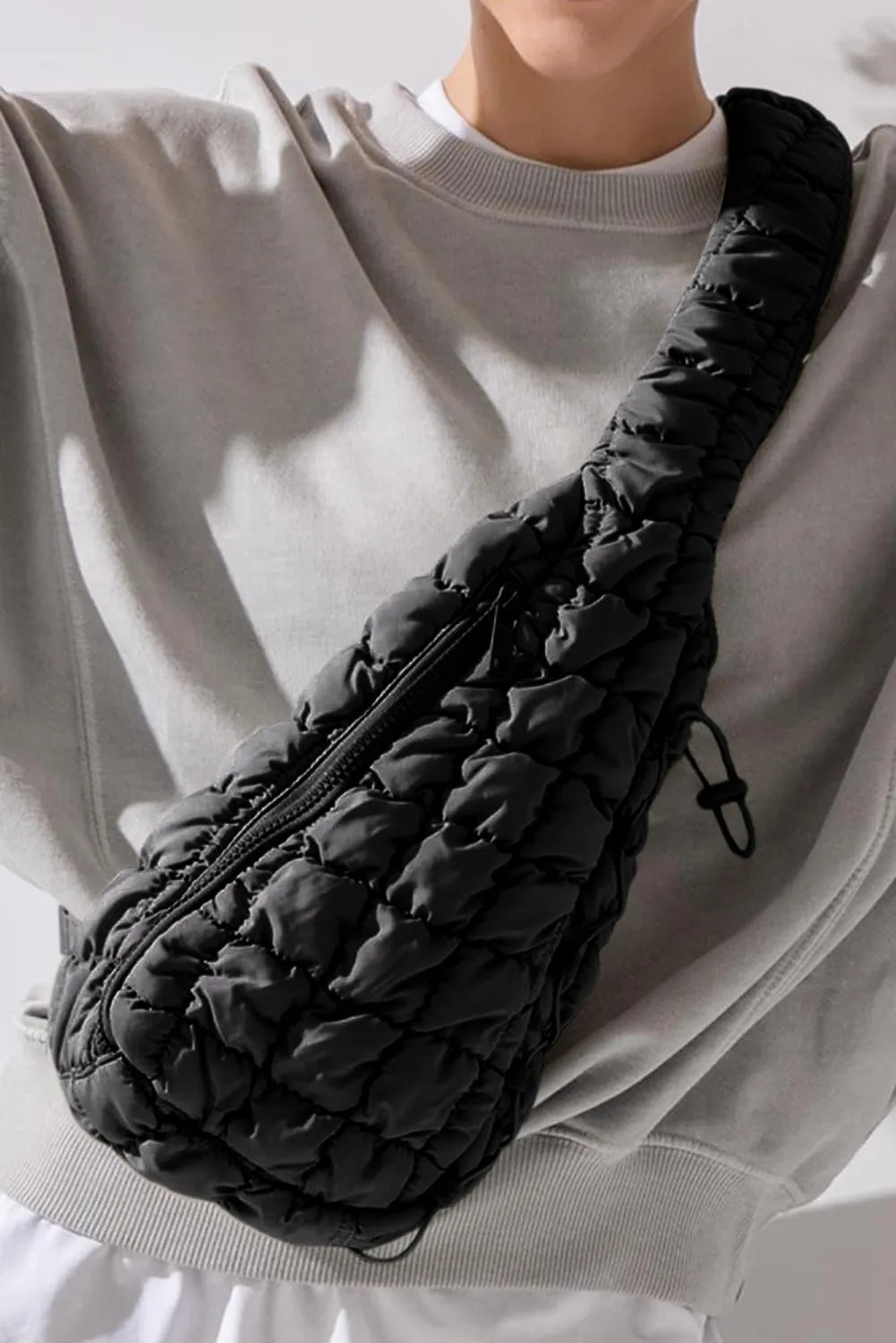 Marshmallow Quilted Drawstring Décor Sling Bag