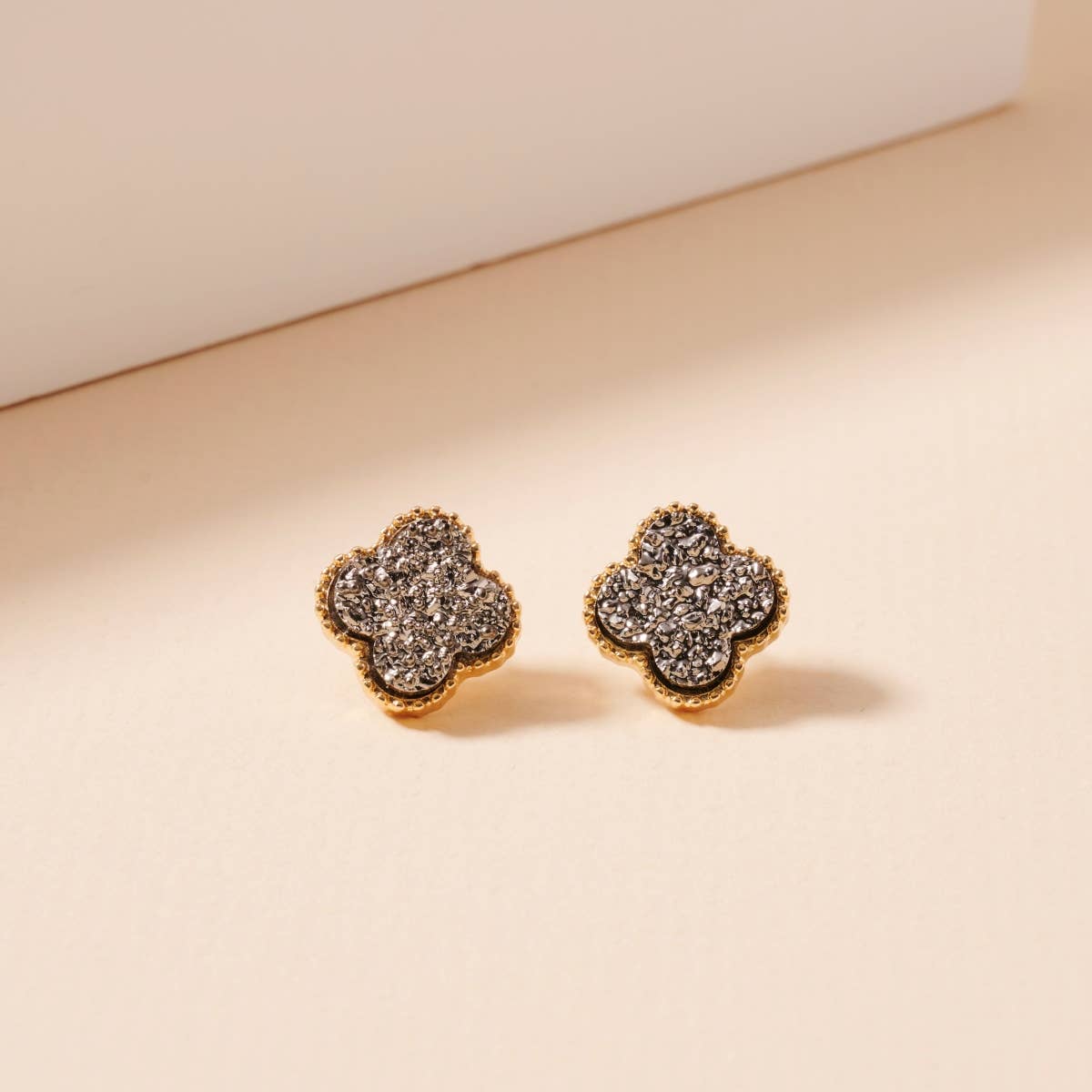 Flower Druzy Stone Stud Earrings