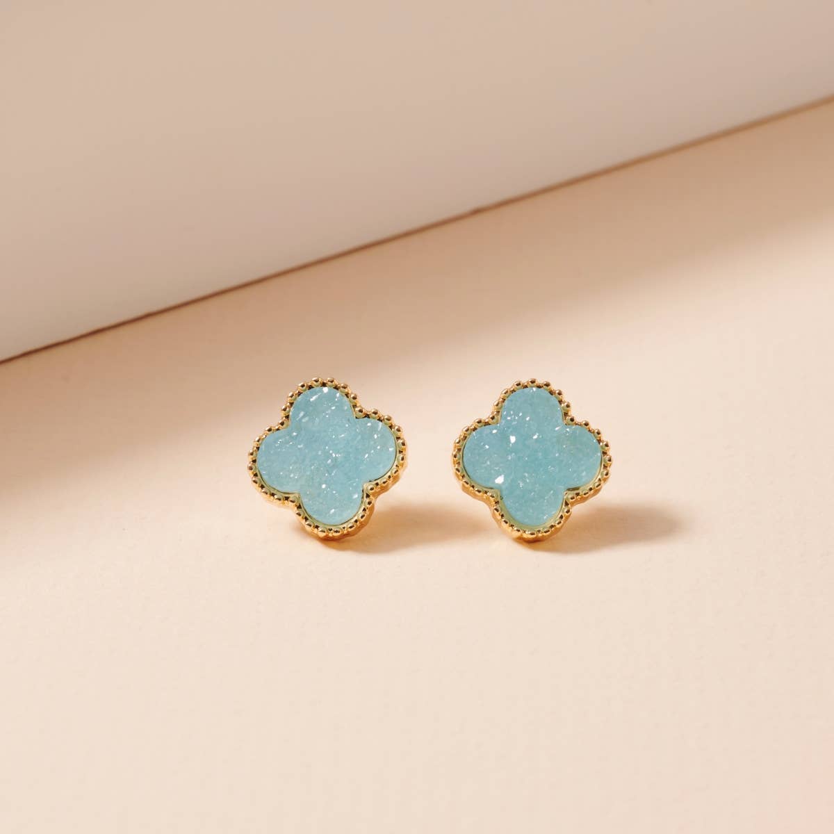Flower Druzy Stone Stud Earrings