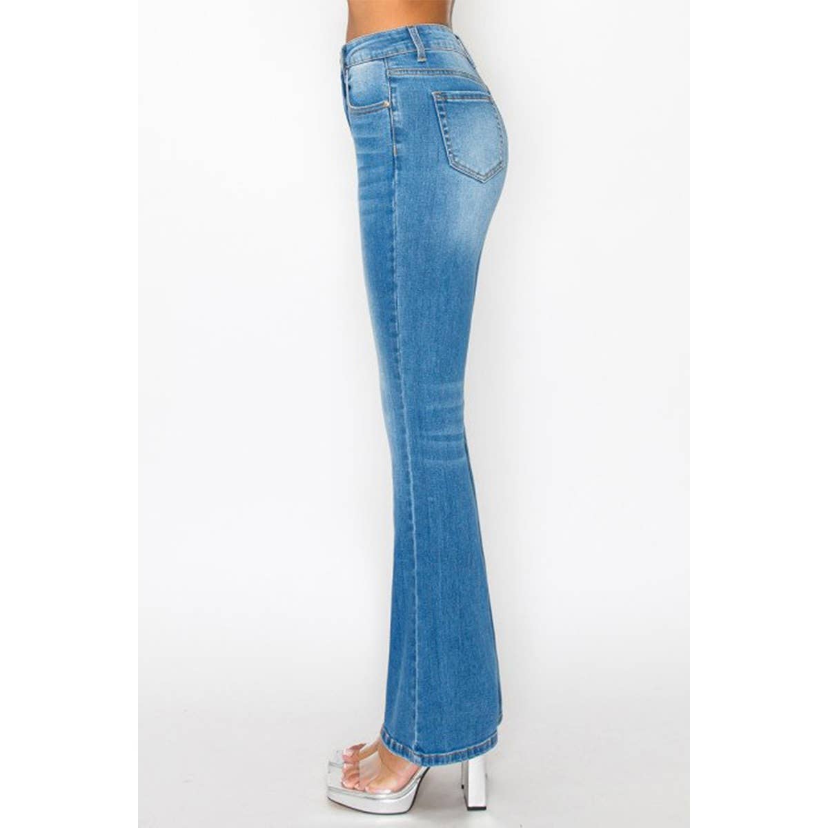 SLIGHTLY DISTRESSED BOOTCUT DENIM JEANS