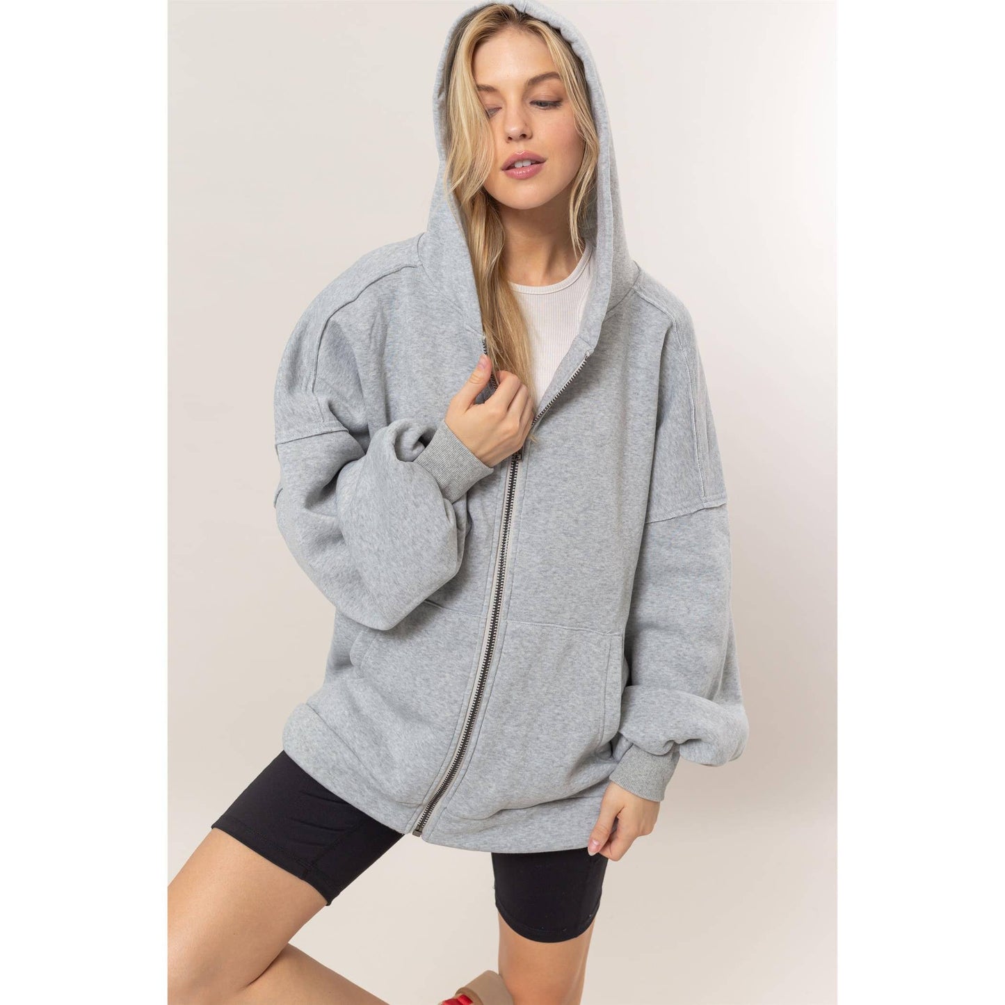 French Terry Oversized Hood Jacket