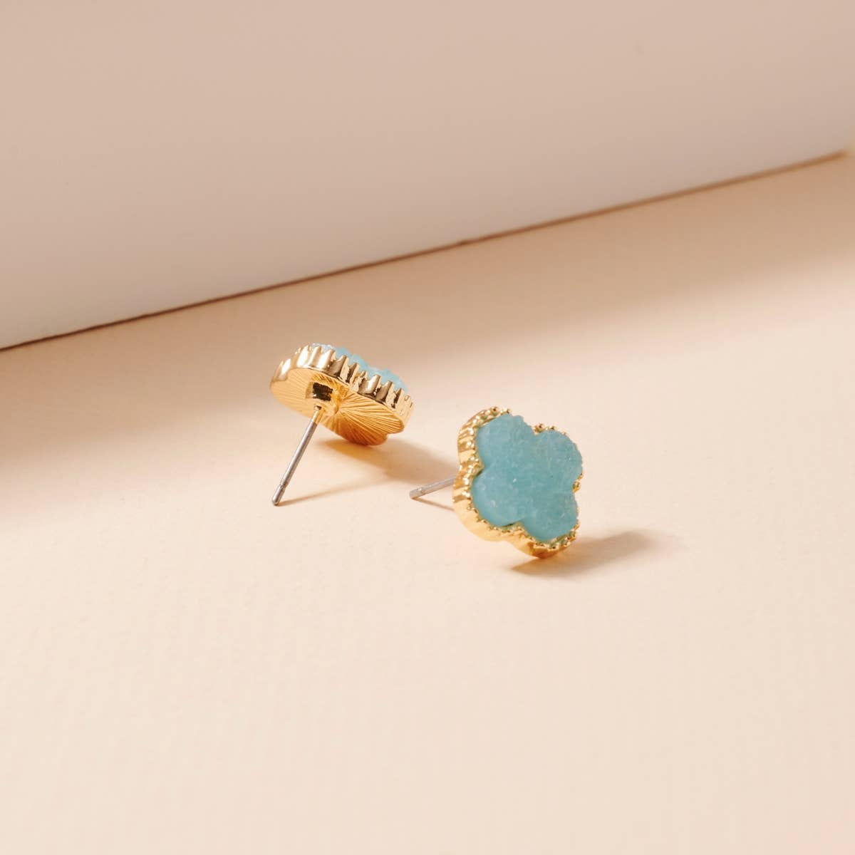 Flower Druzy Stone Stud Earrings