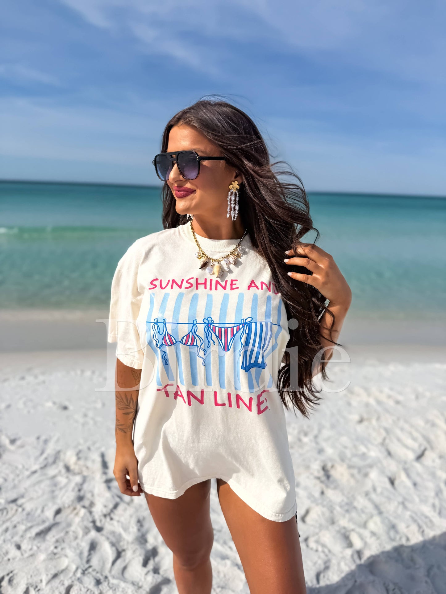 Sunshine and Tan Lines Graphic Tee on Ivory