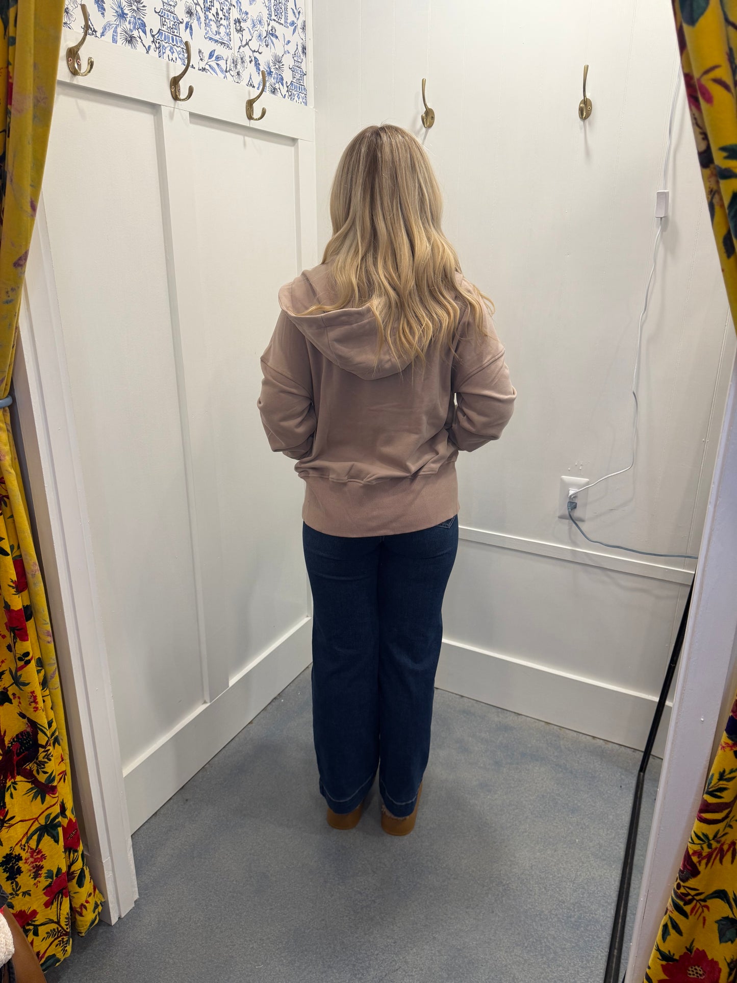 Mineral Wash Full Zip Drawstring Hoodie