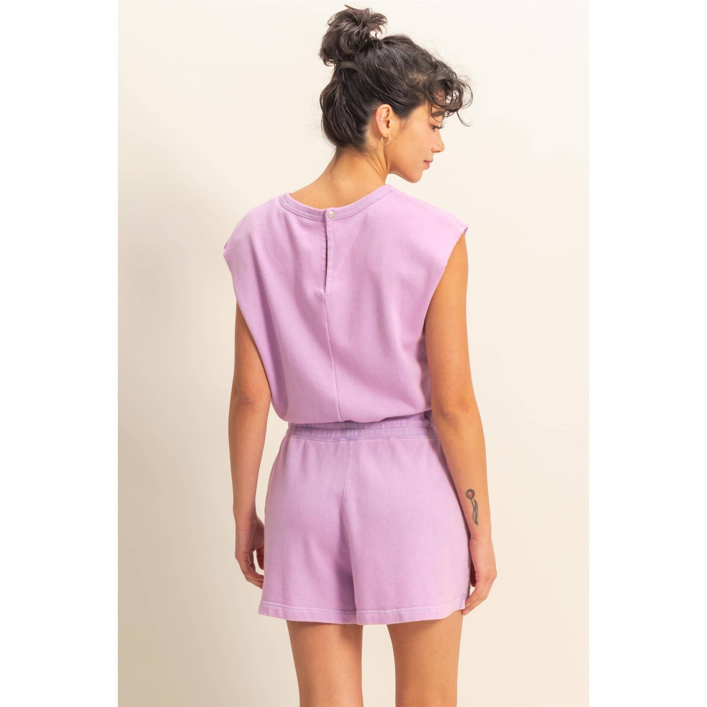 Sleeveless Drawstring Waist Romper