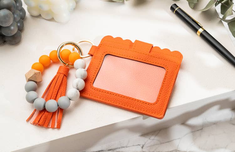 Leather Keychain Wallet With Wristlet Bangle Bracelet