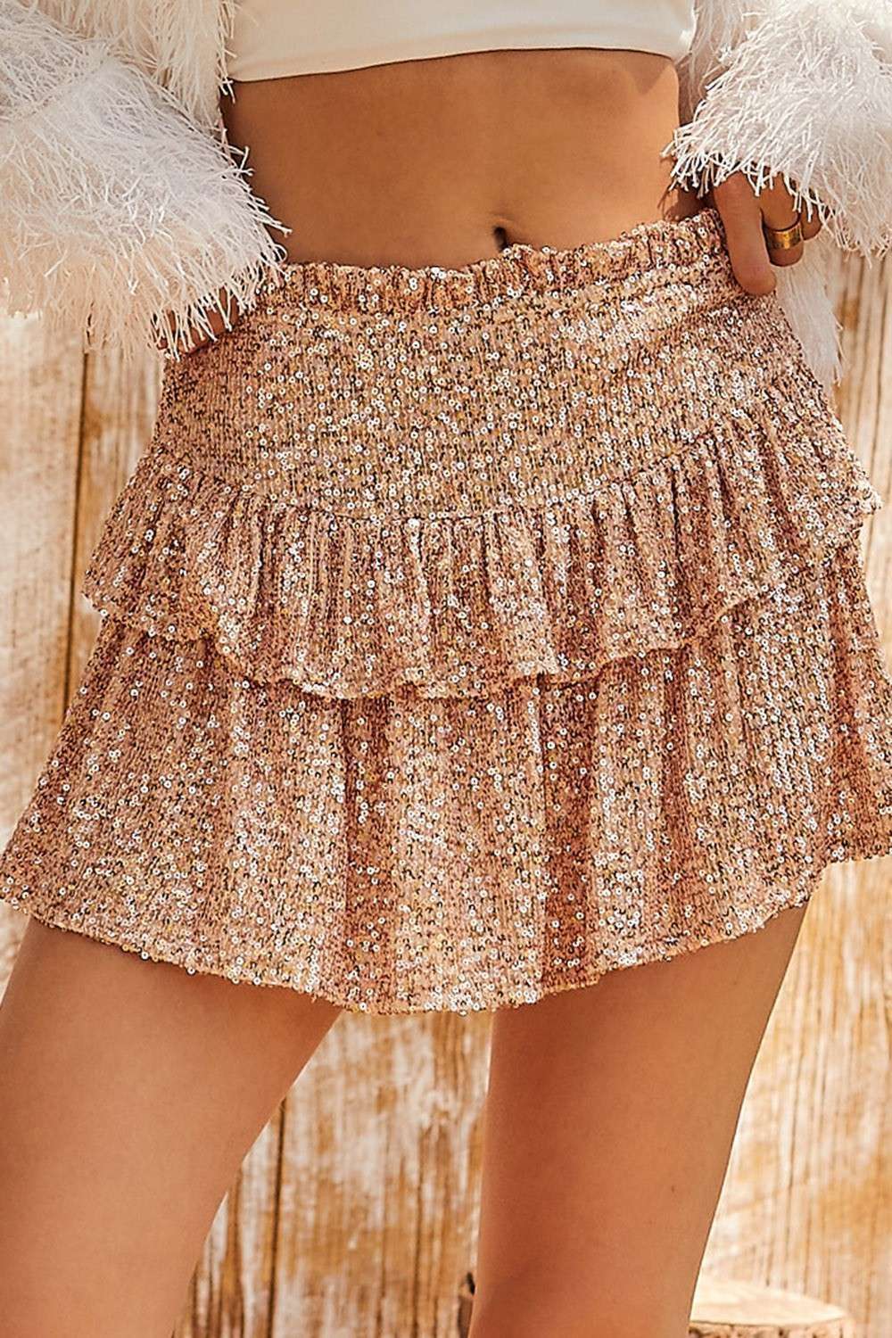 Ruffle Sequin Skort