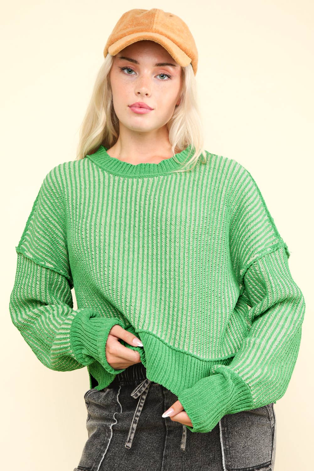 Two Tone Striped Casual Stripe Sweater Top