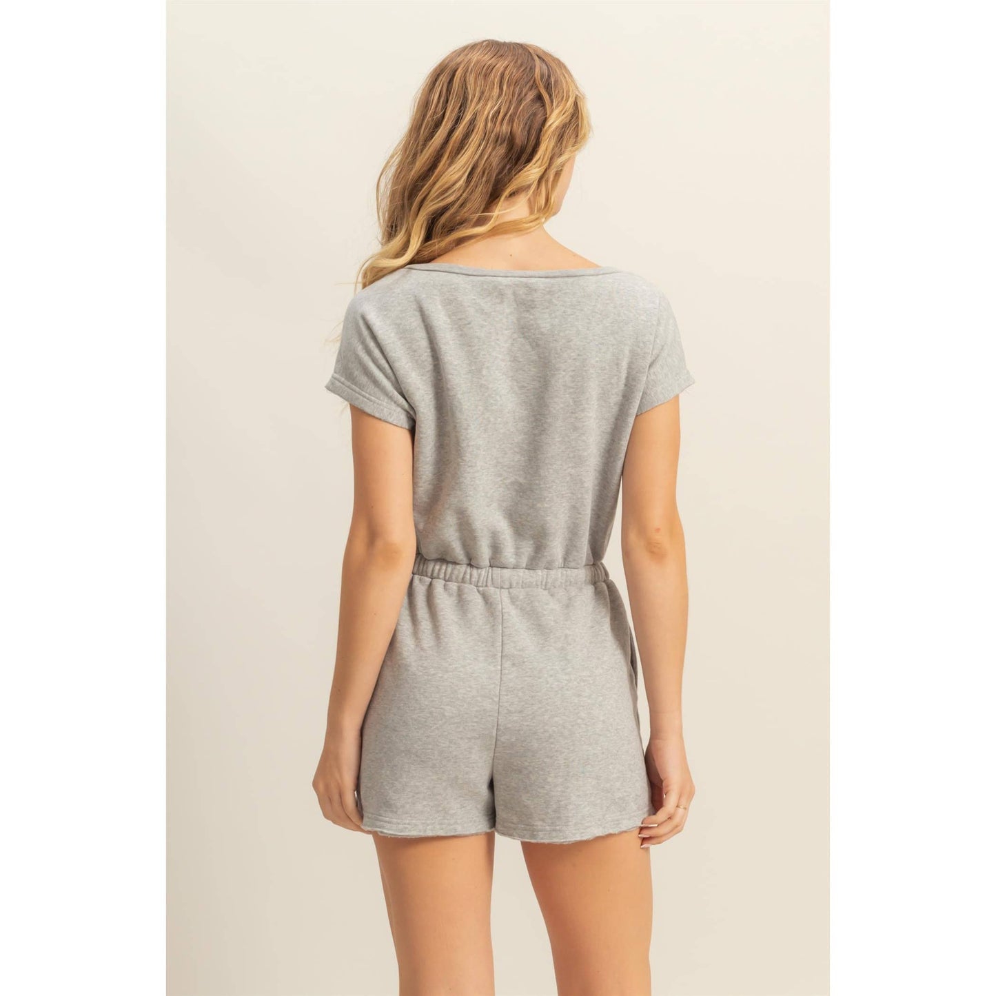 Cap Sleeve Drawstring Waist Romper