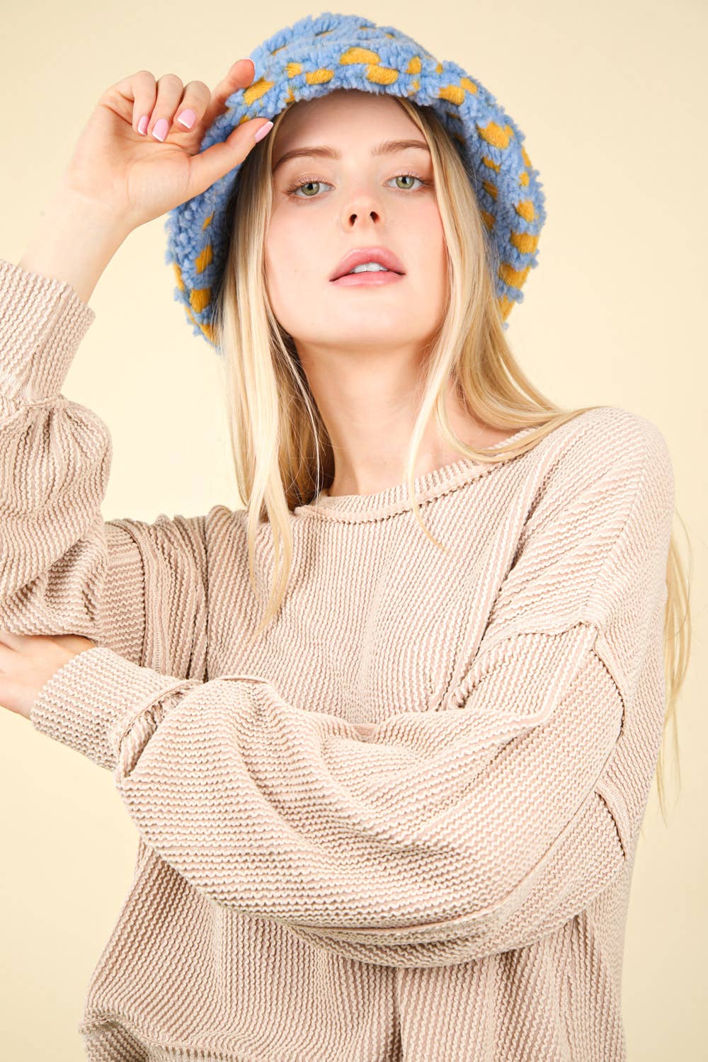 Two Tone Otto Ribbed Oversized Soft Comfy knit Top
