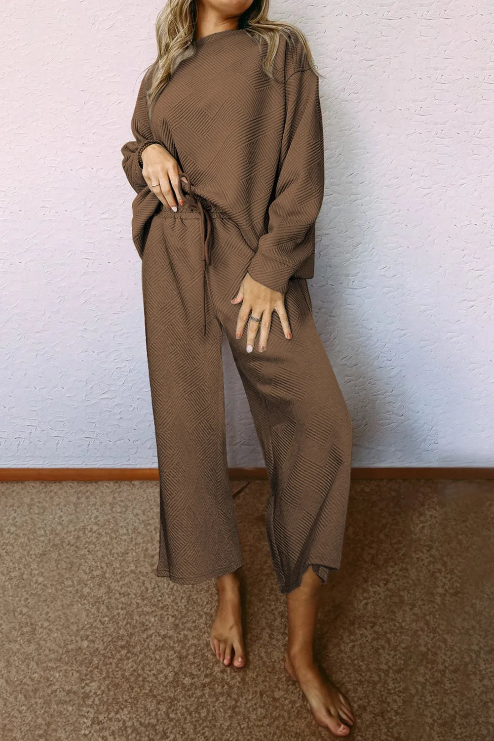 Ultra Loose Textured 2pcs Slouchy Outfit (Sold as Separates)