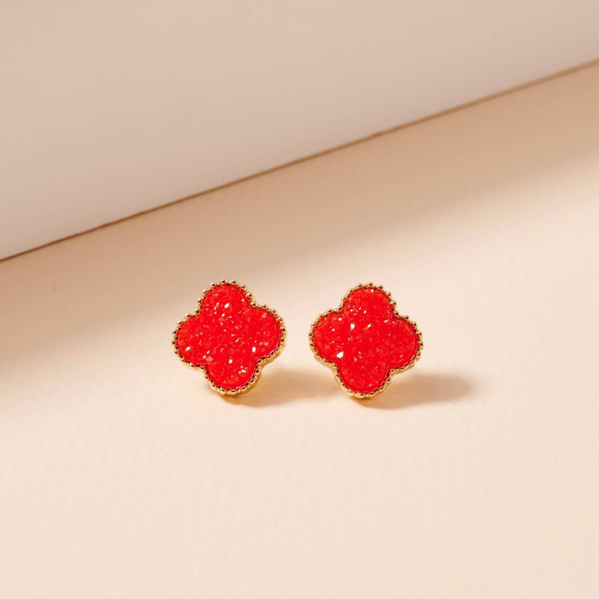 Flower Druzy Stone Stud Earrings