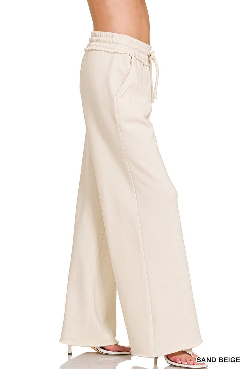 Fleece Exposed Seam Wide Leg Sweatpants