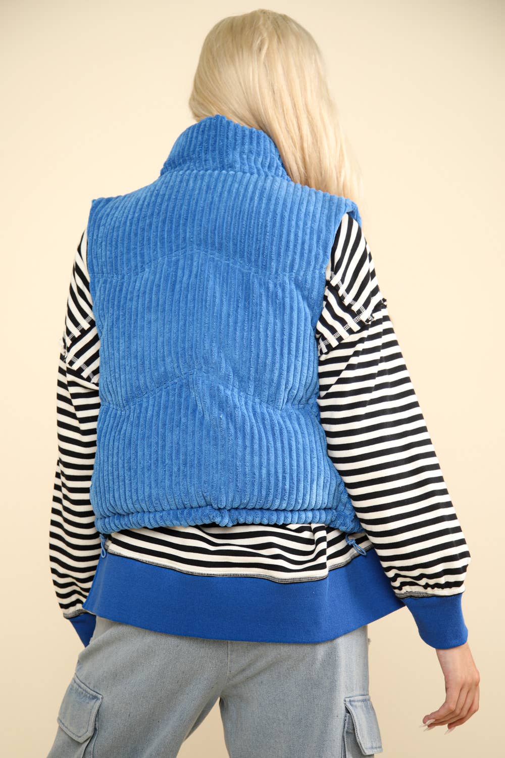 Zig-Zag Padded Corduroy Puffer Jacket