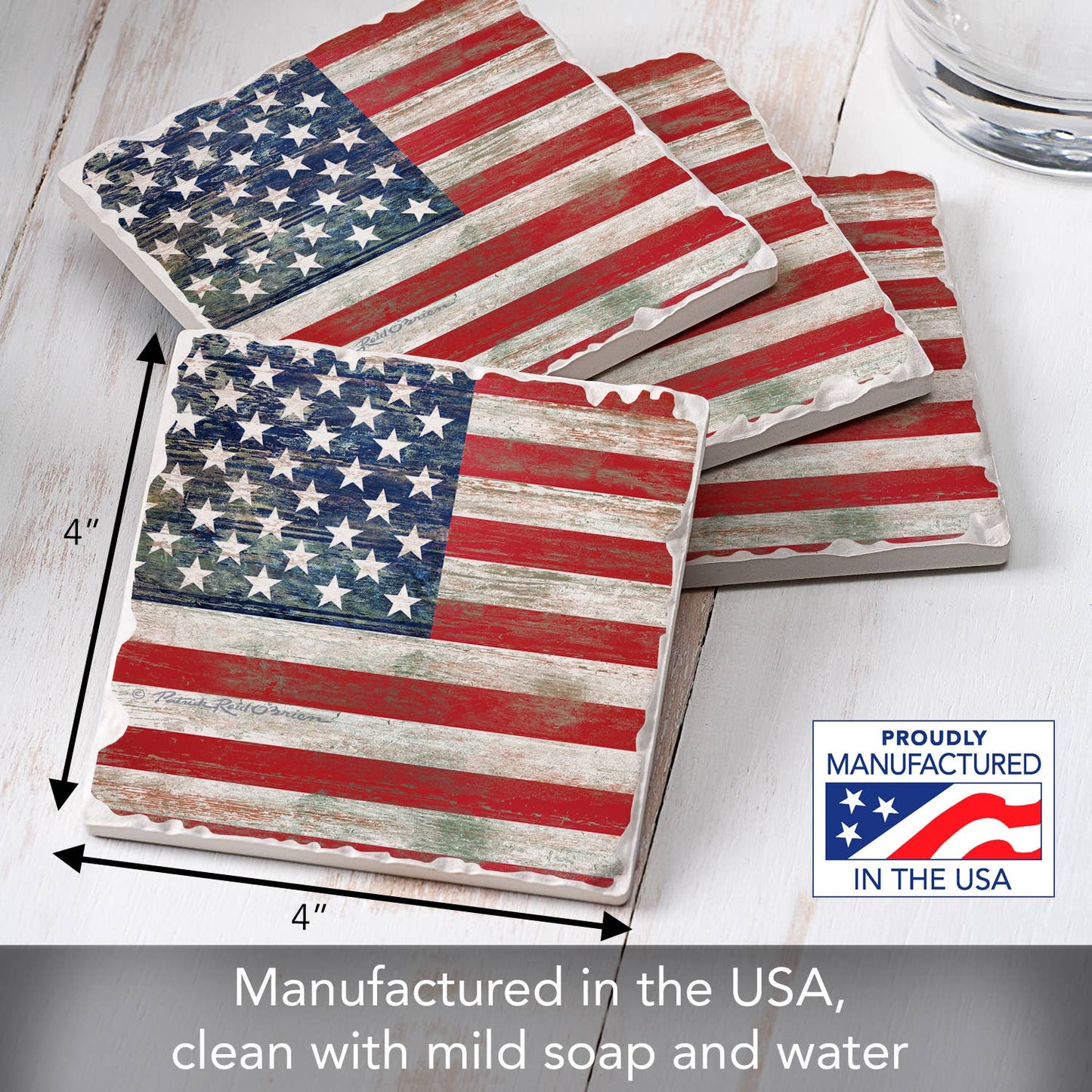 Americana Absorbent Tumbled Tile Coaster 4pk