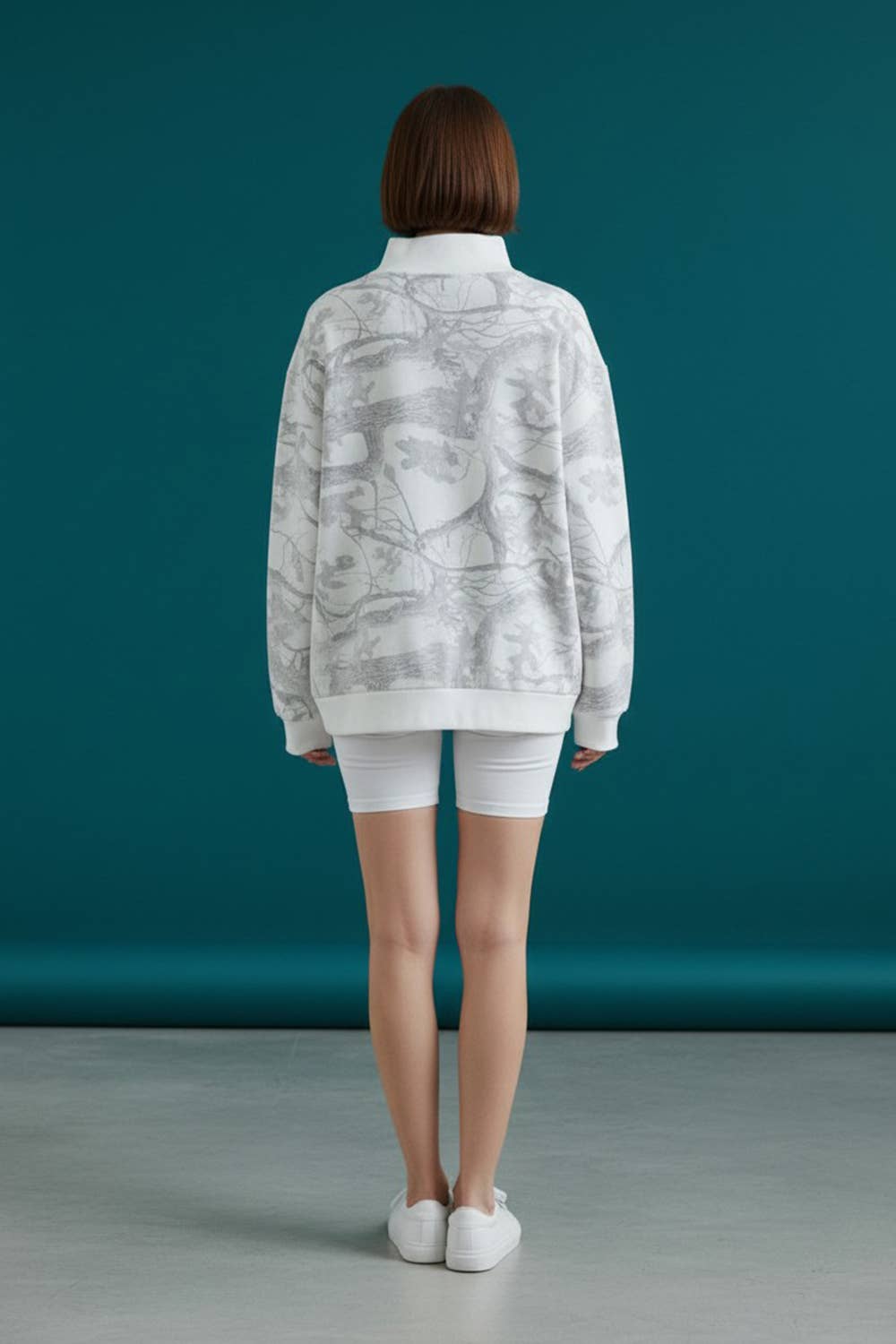 Camouflage Oversized Mock Neck Sweatshirt