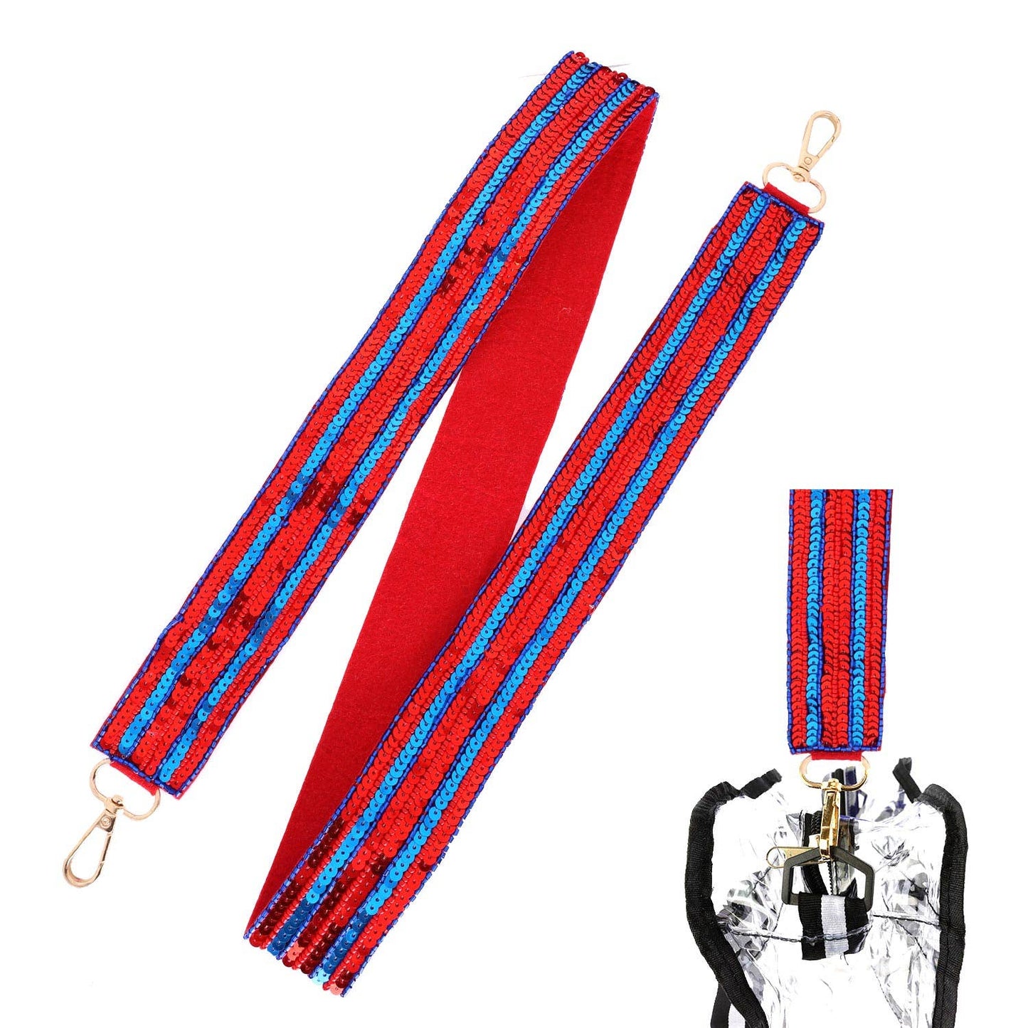 Game Day Sequin Shoulder Bag Strap: Orange White