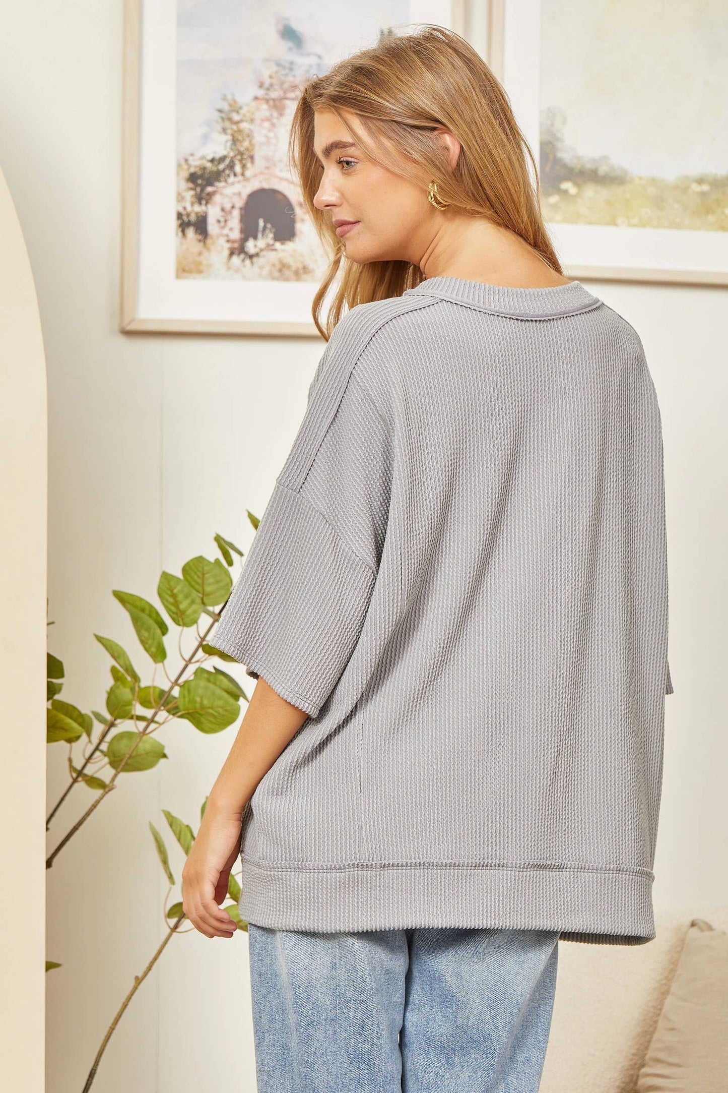 Curly Rib Knit Top