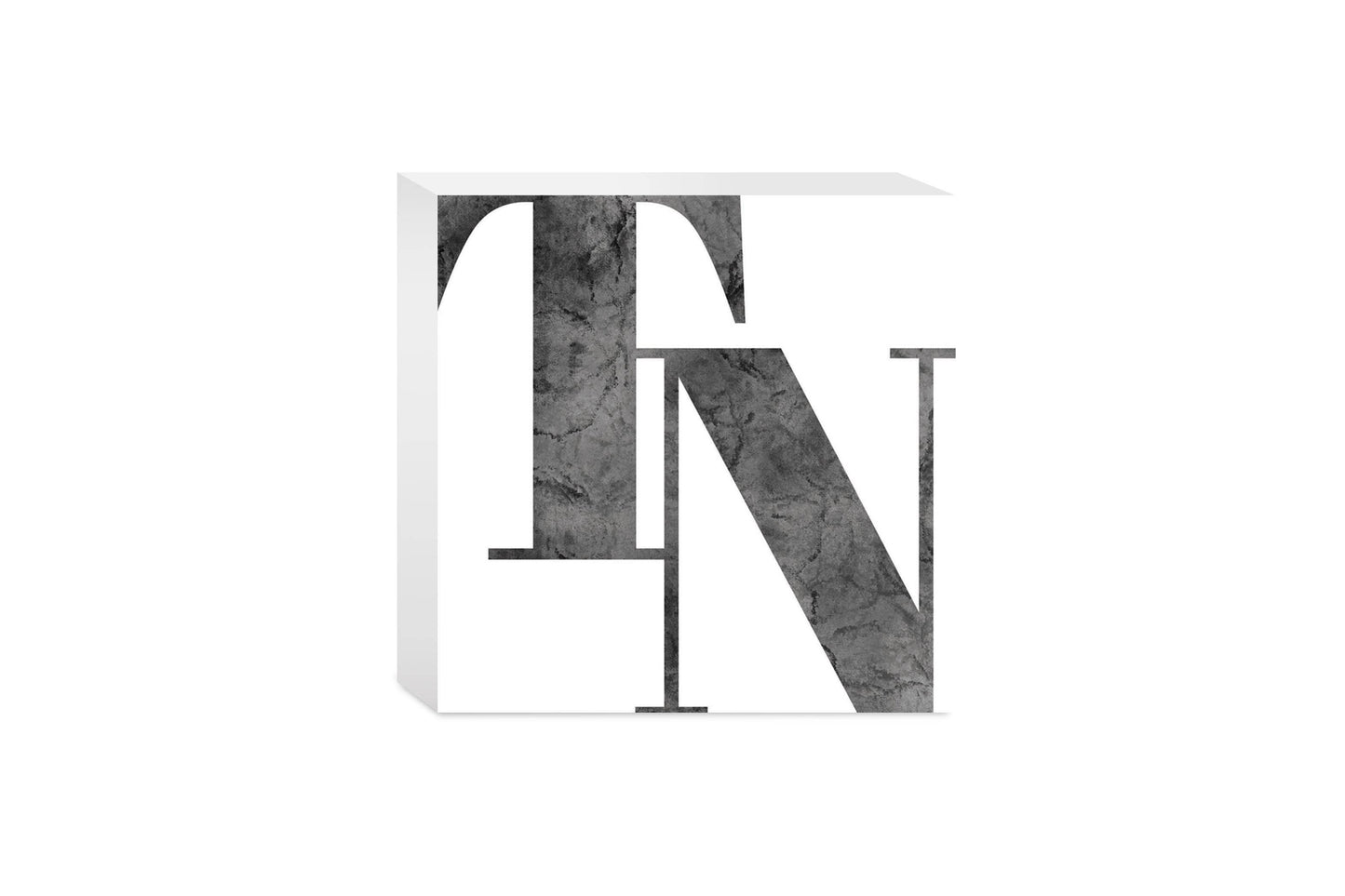 Minimalist B&W Tennessee White Initial |5x5 Wood Block