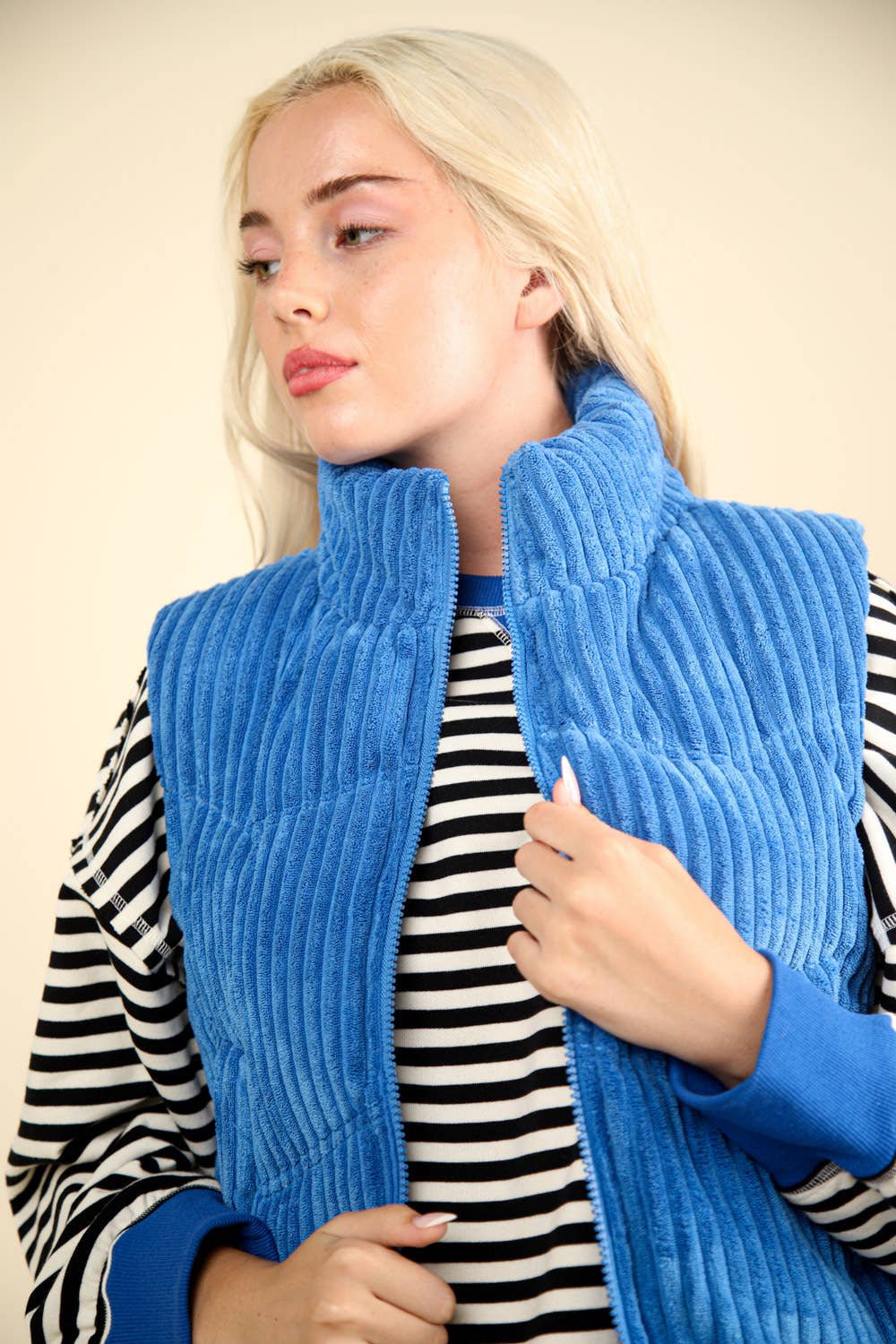 Zig-Zag Padded Corduroy Puffer Jacket