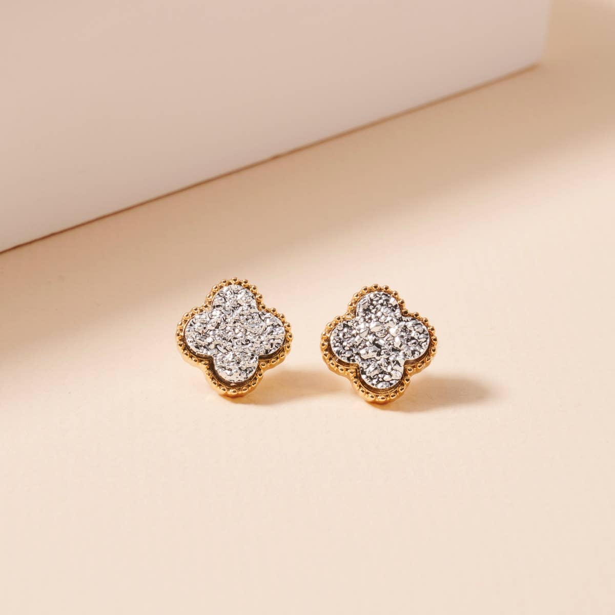 Flower Druzy Stone Stud Earrings