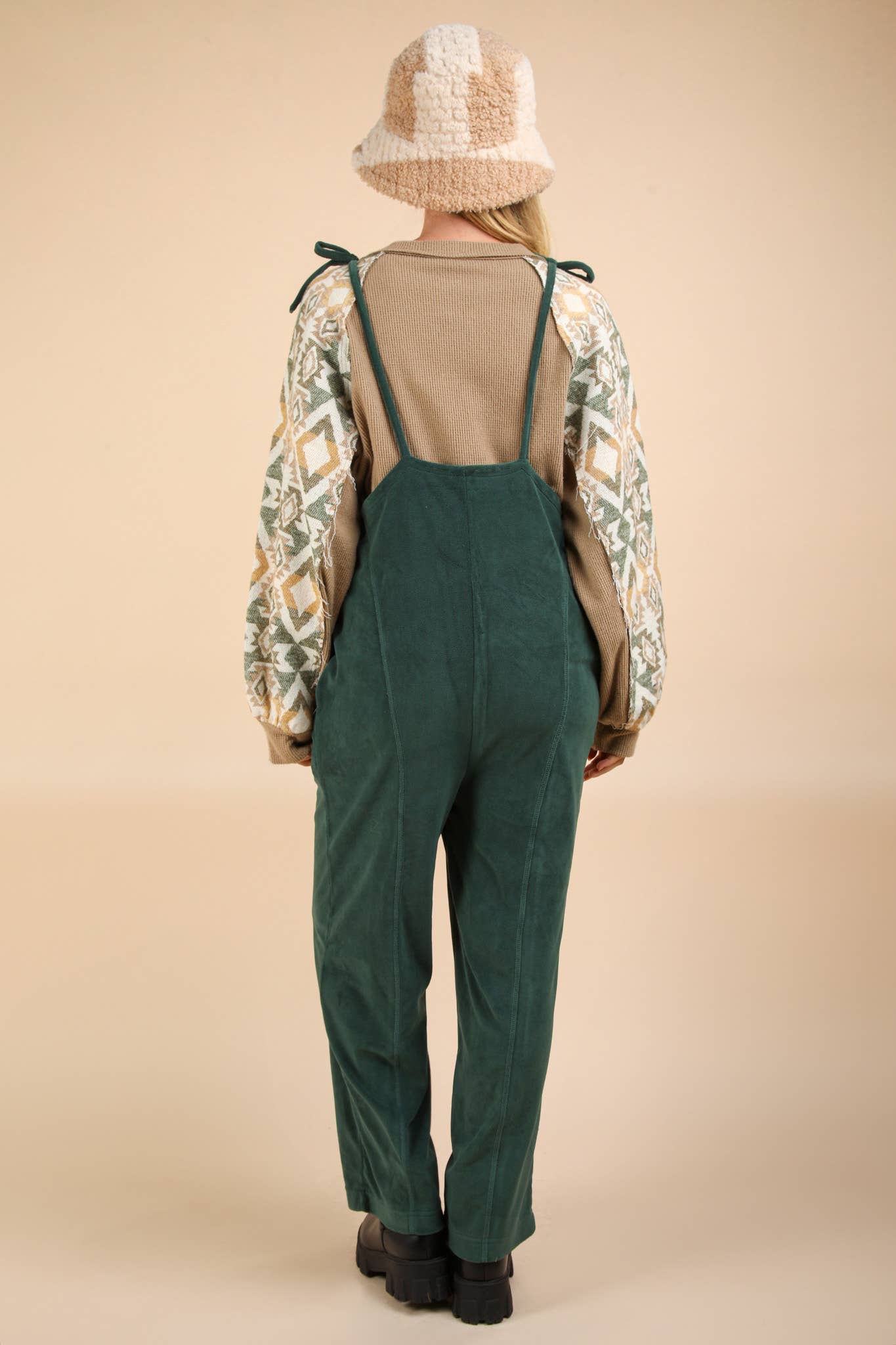 PLUS SIZE Fleece Baggy Backless Casual Jumpsuit