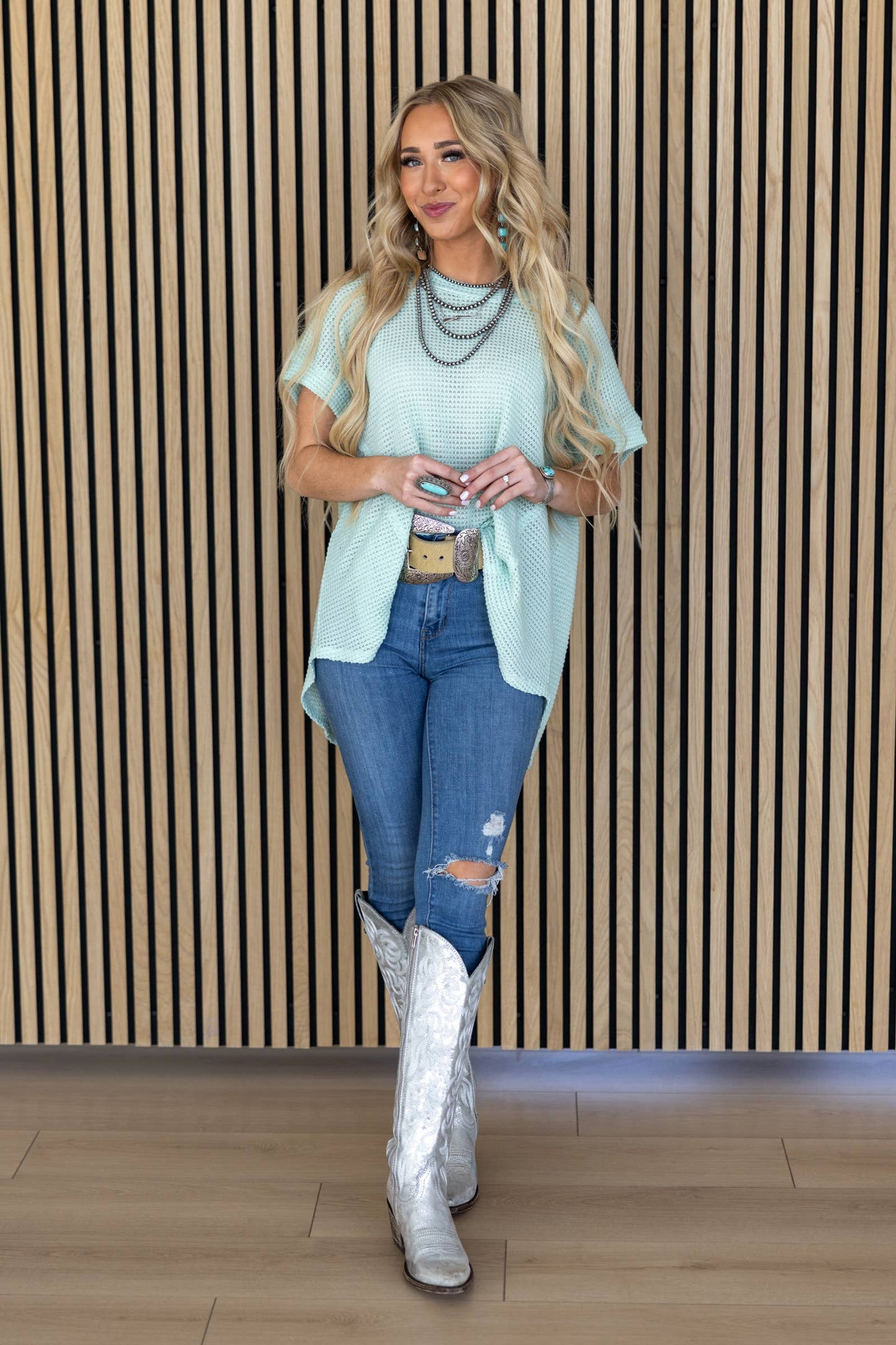 Round Neckline Crochet Poncho Sleeve Top