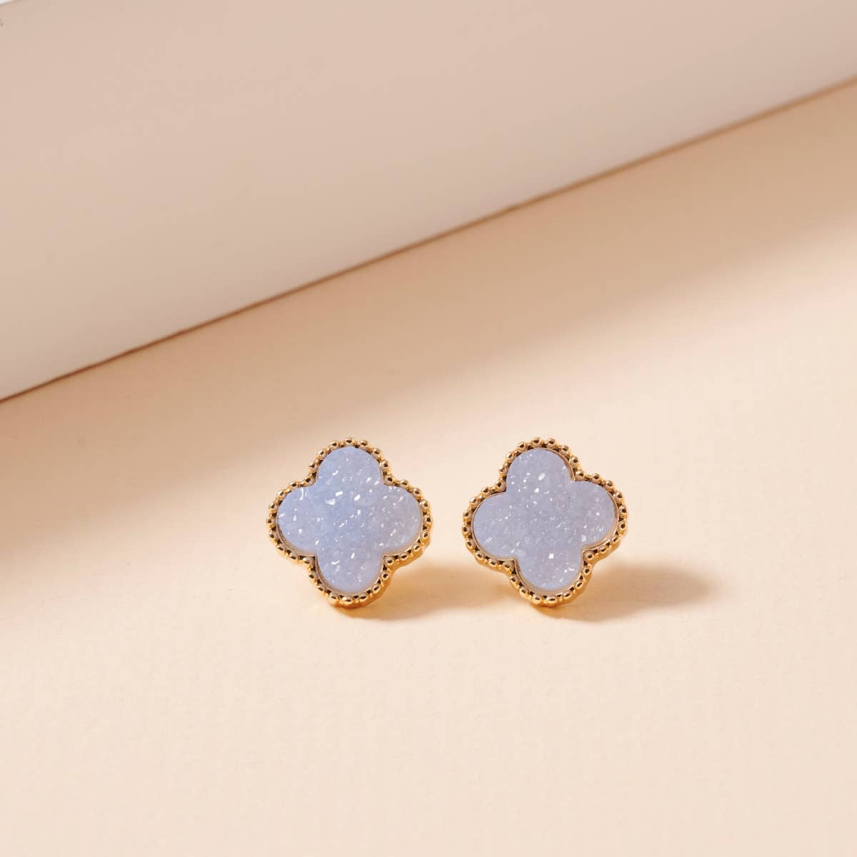 Flower Druzy Stone Stud Earrings