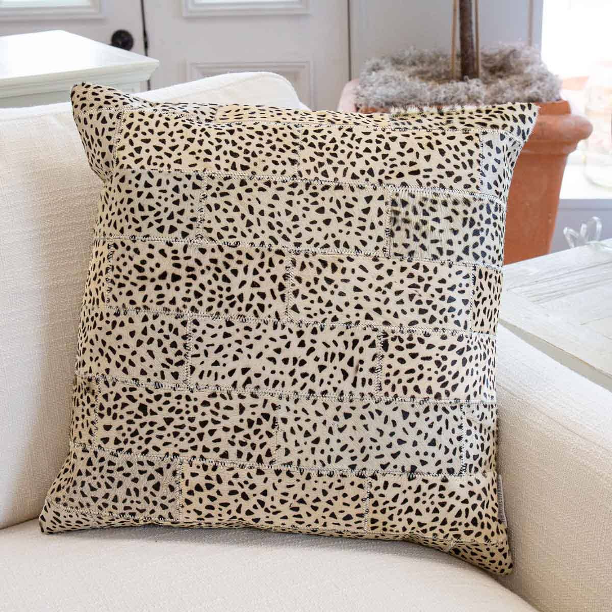 Austin Cheetah Hide Pillow Beige/Black 18x18
