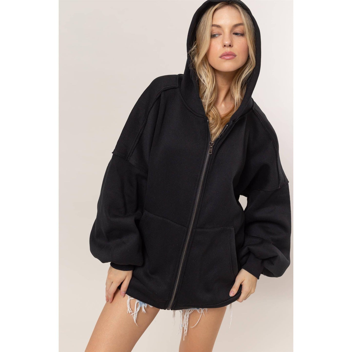 French Terry Oversized Hood Jacket