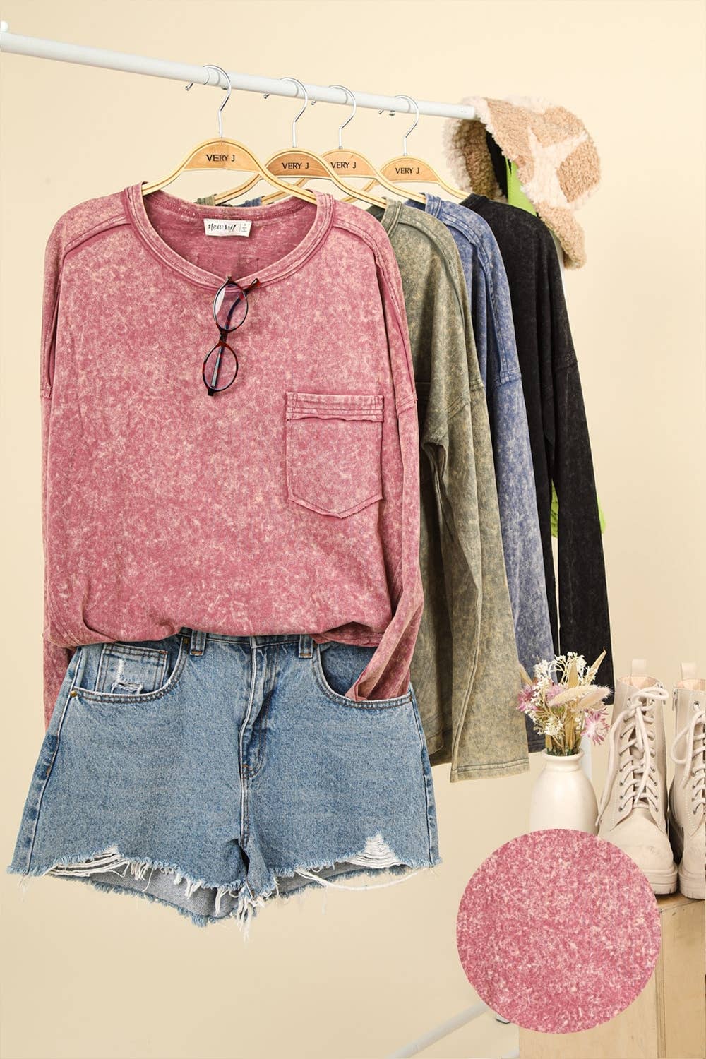 Mineral Washed Casual Knit Top