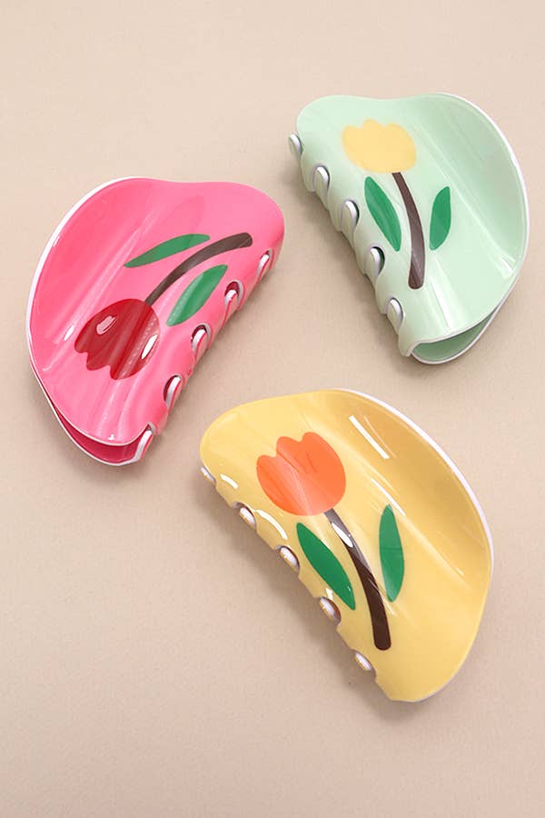 ORGANIC ROUND FLORAL HAIR CLAW CLIPS