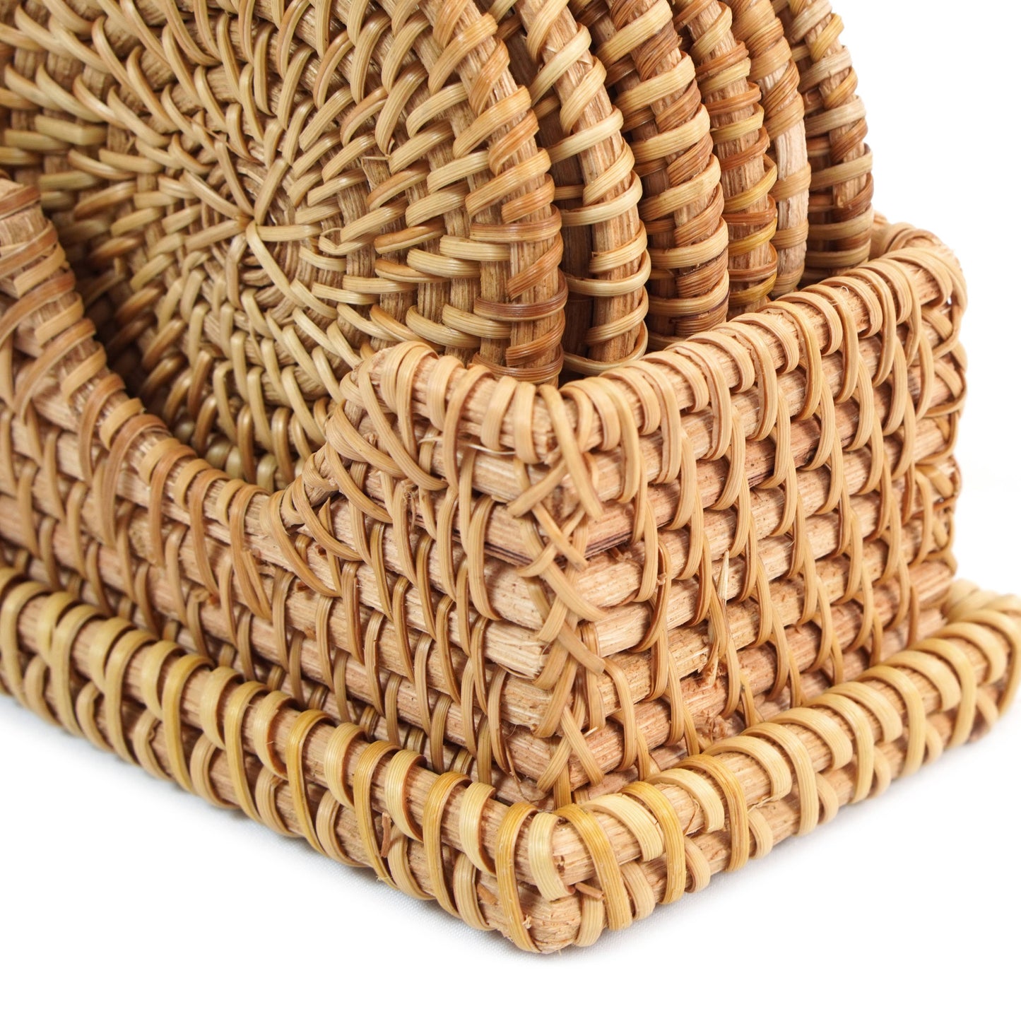 Set of 6 Natural Rattan Placemats with Rectangular Holder