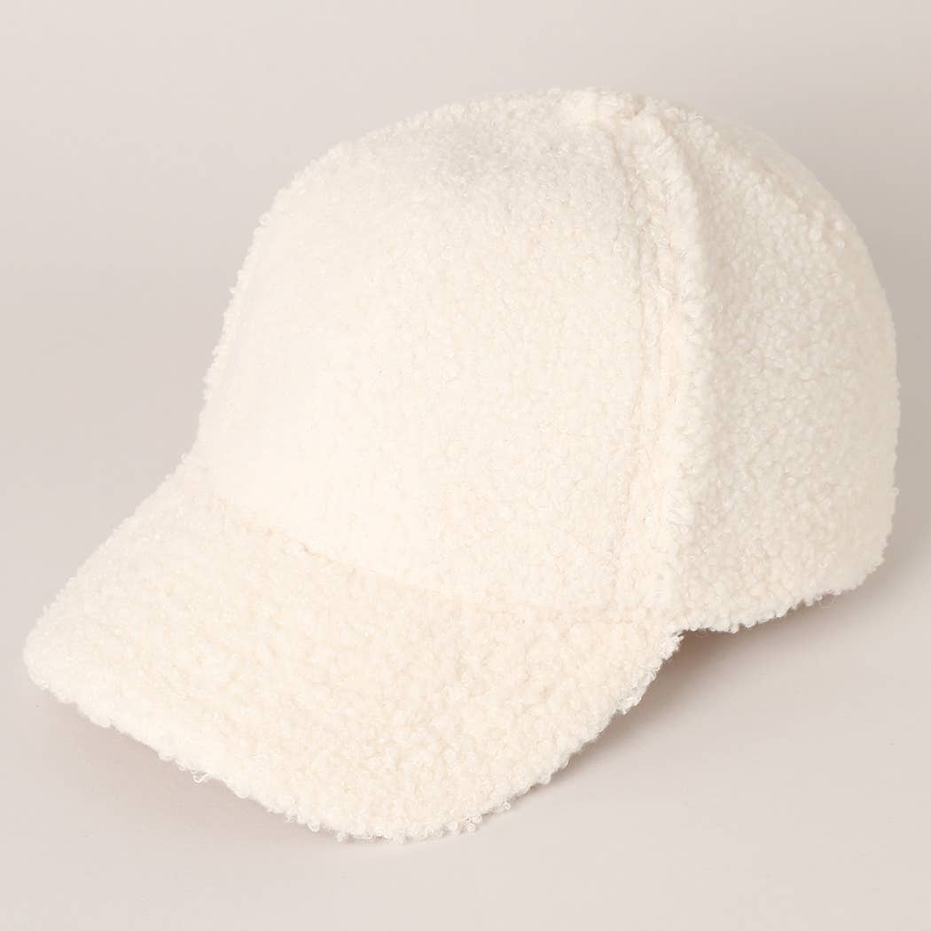 Solid Colored Faux Sherpa Baseball Cap