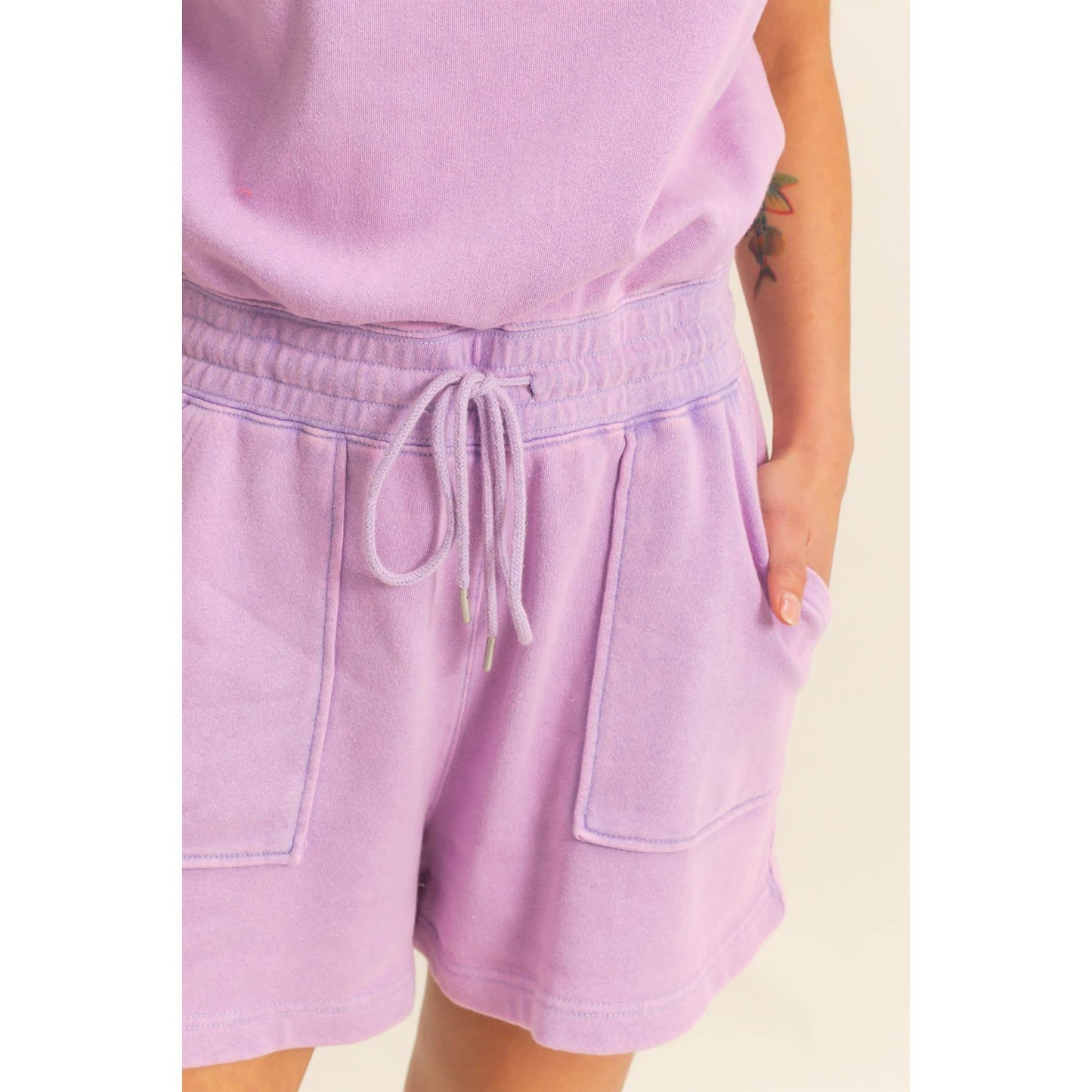 Sleeveless Drawstring Waist Romper