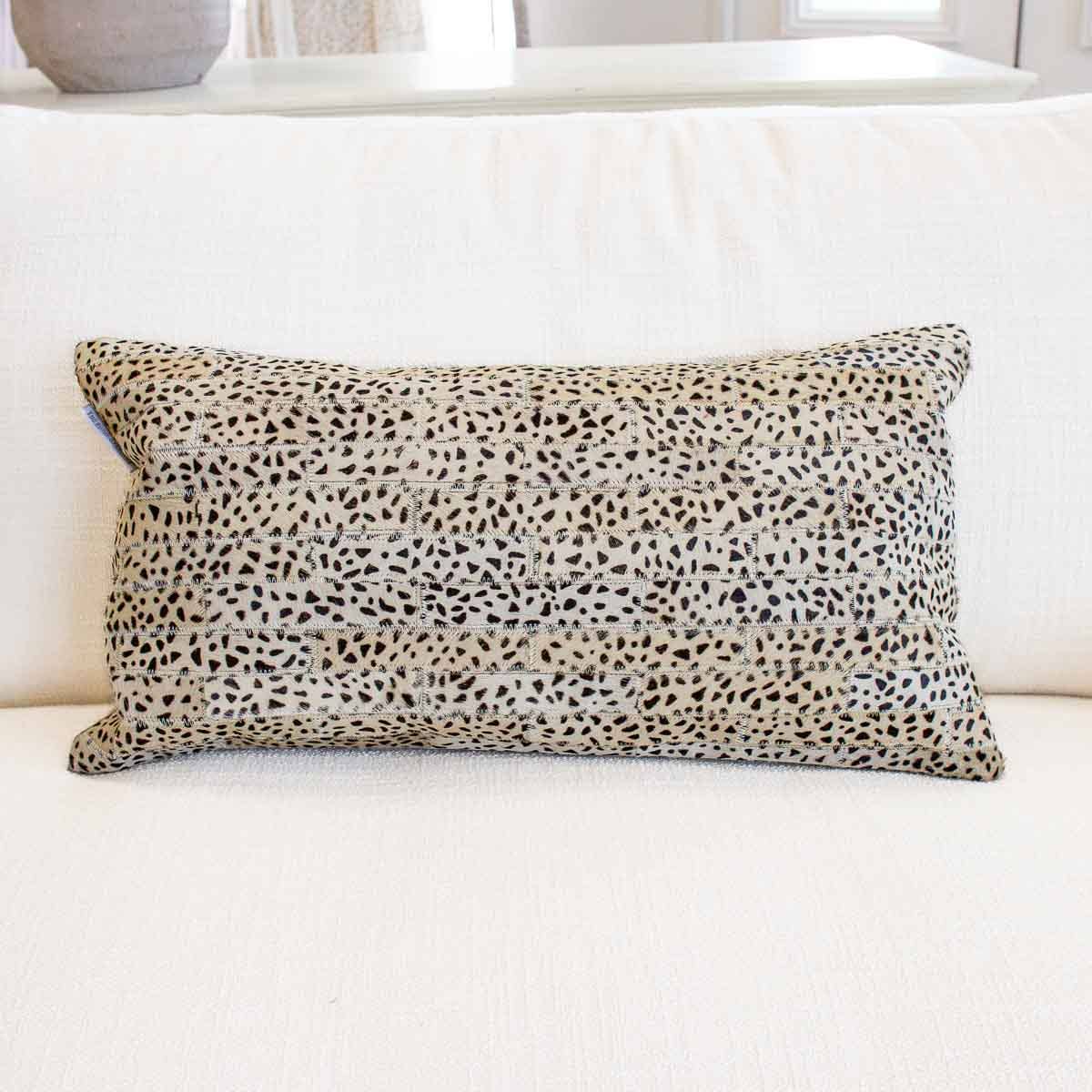 Austin Cheetah Hide Lumbar Pillow Beige/Black 12x22