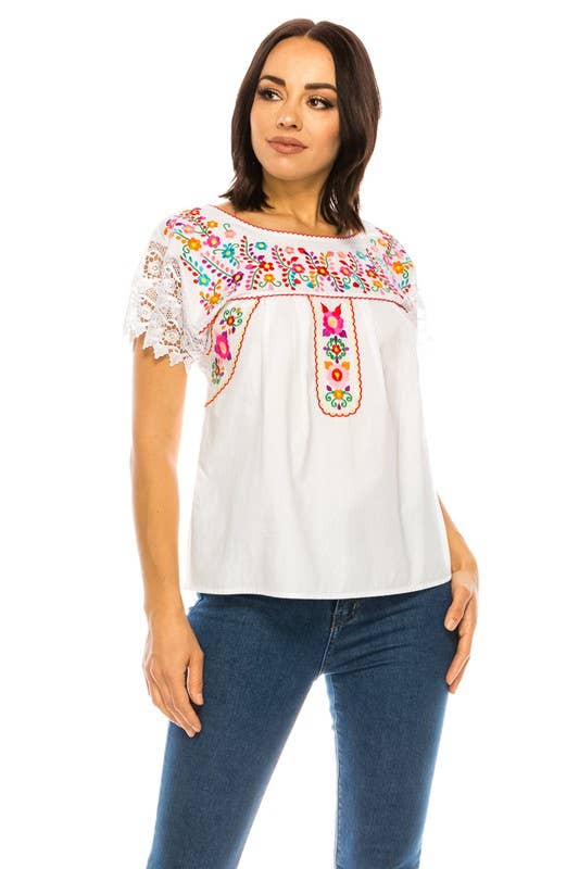 Adult Puebla Traditional Embroidered Blouse