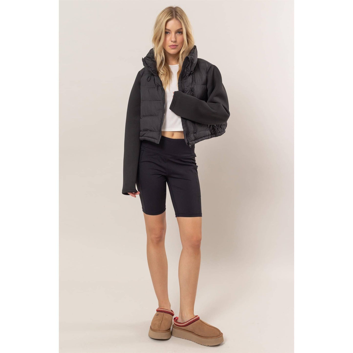 Mixed Media Puffer Jacket