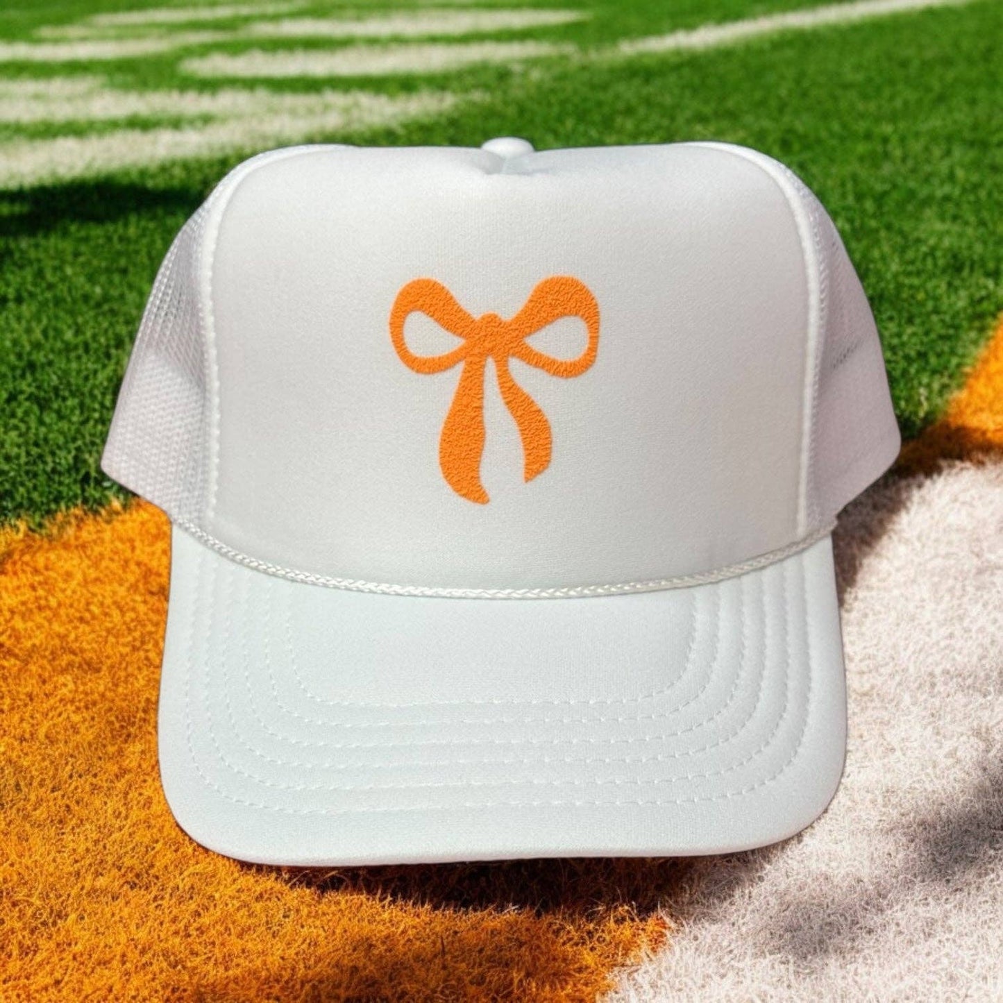 Orange Bow - White Trucker Hat