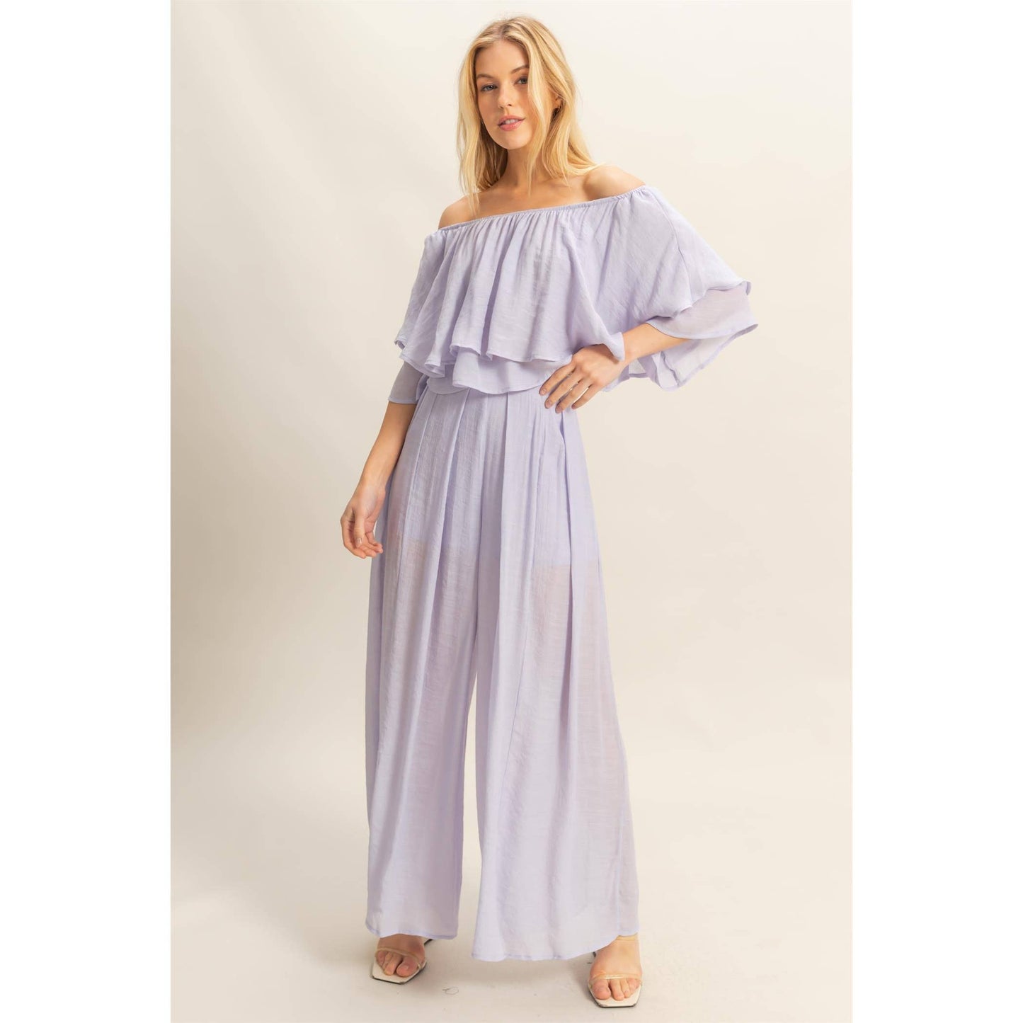 Off-The-Shoulder Blouse And Pants Set (Sold as Separates)